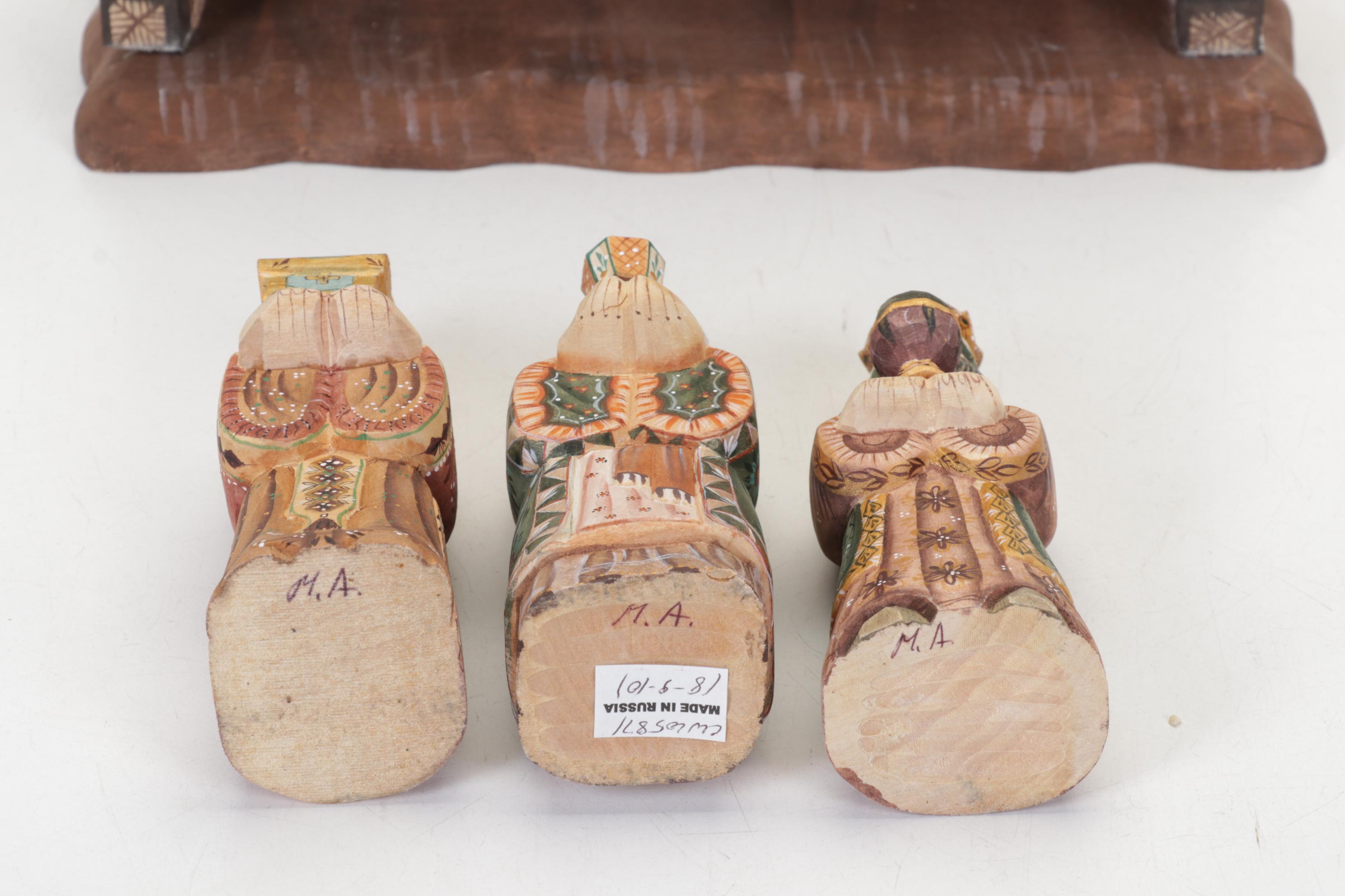 G. DeBrekht Russia Limited Edition Hand Carved Angels and Russia Nativity