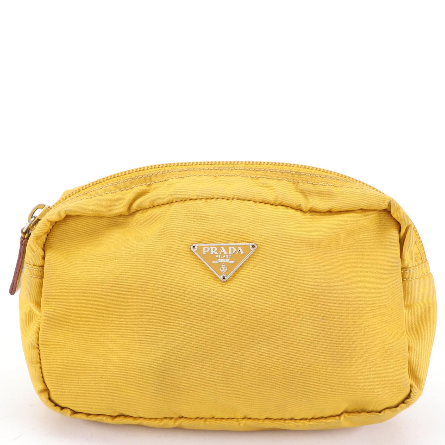 Prada Zip Pouch in Mustard Tessuto Nylon
