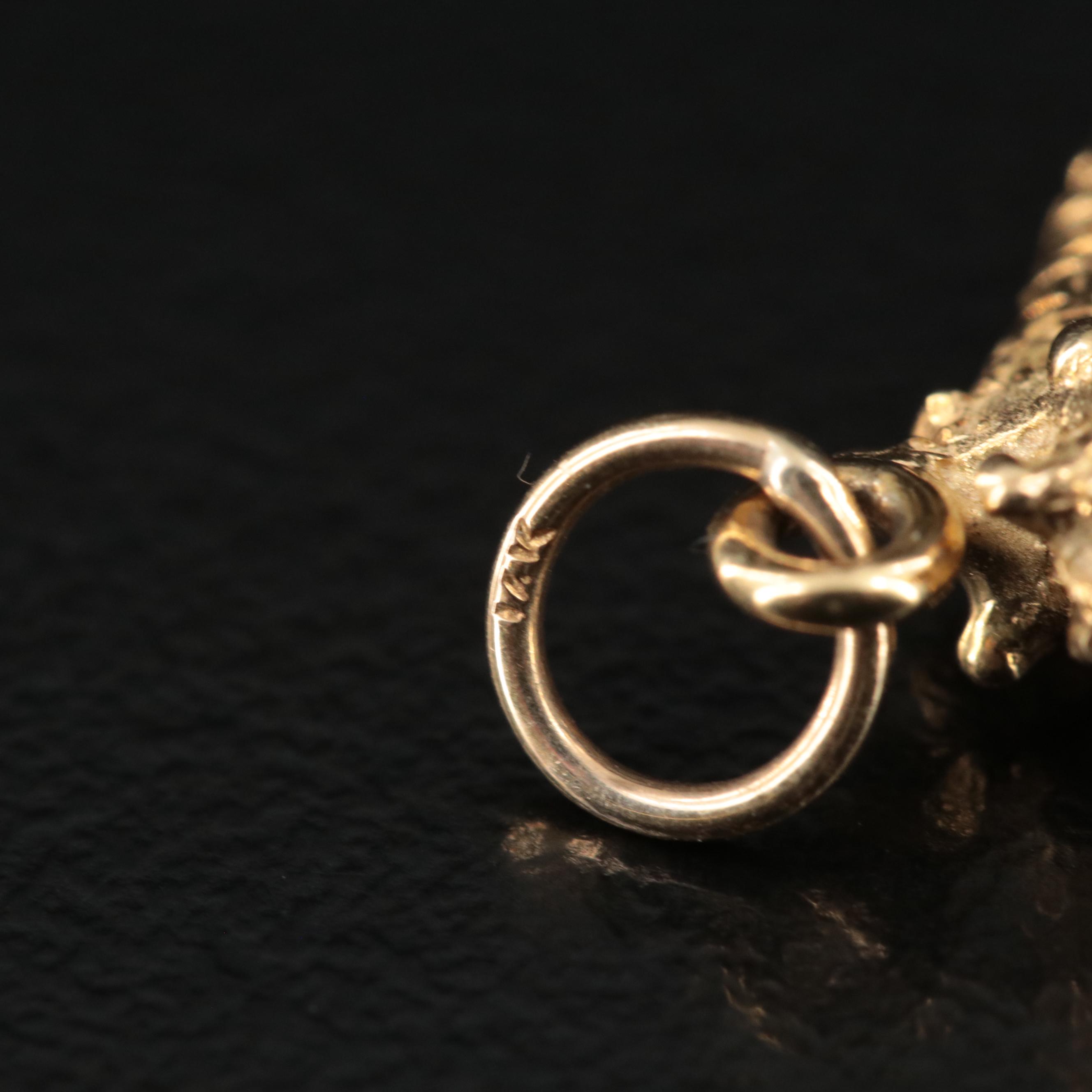 14K Diamond and Enamel Conch Shell Pendant