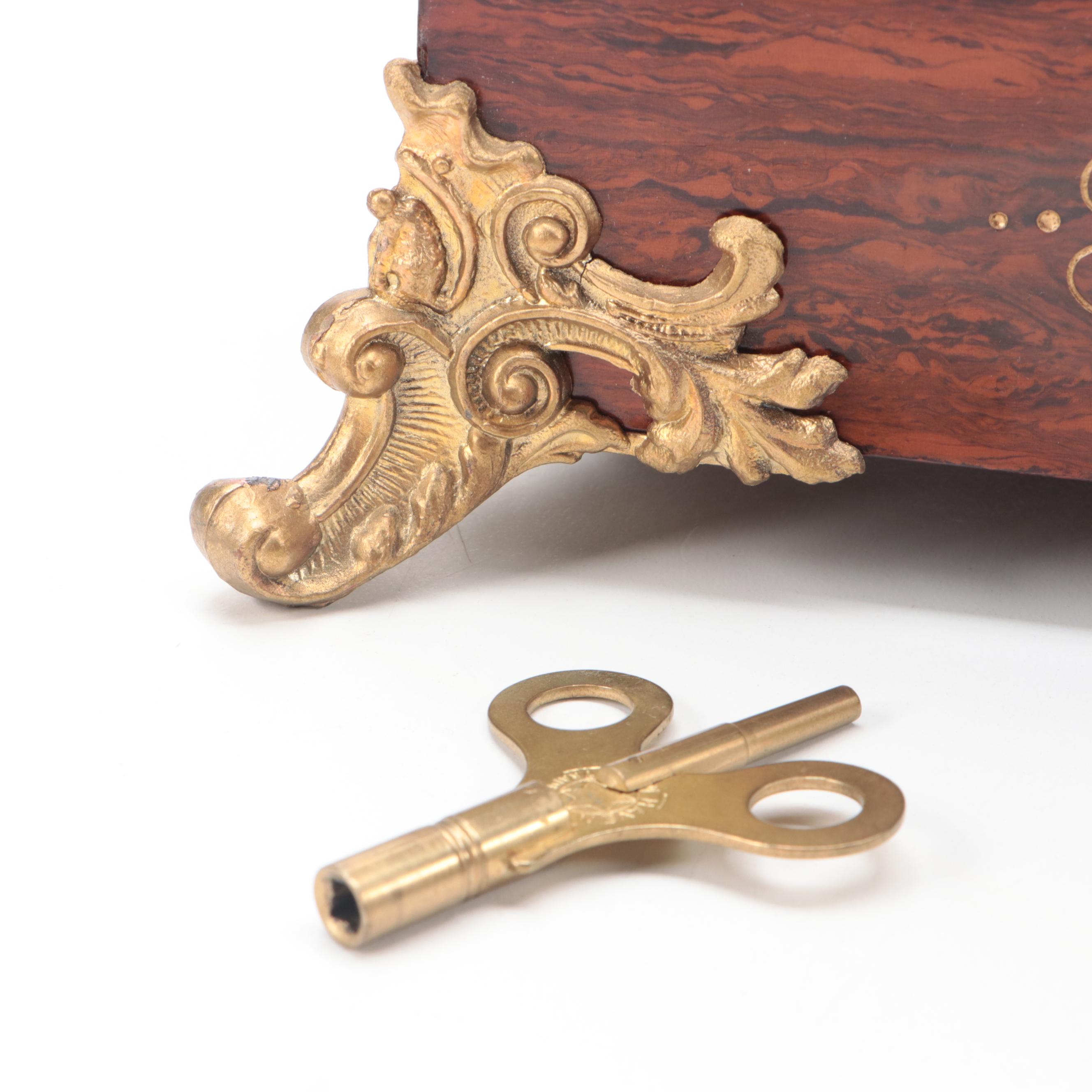 Seth Thomas Rosewood and Adamantine Clock with Gold-Painted Spelter Sculpture