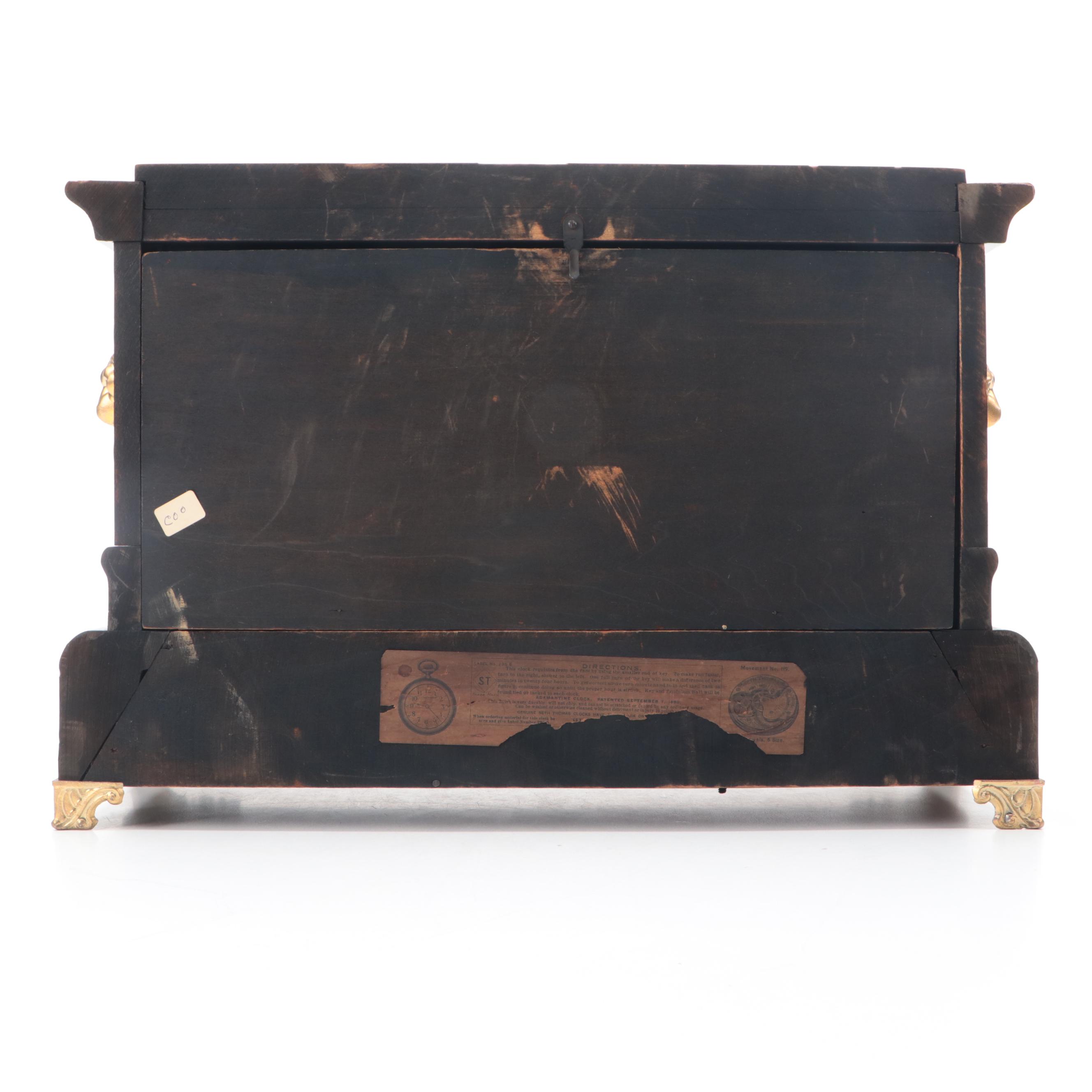 Seth Thomas Rosewood and Adamantine Clock with Gold-Painted Spelter Sculpture