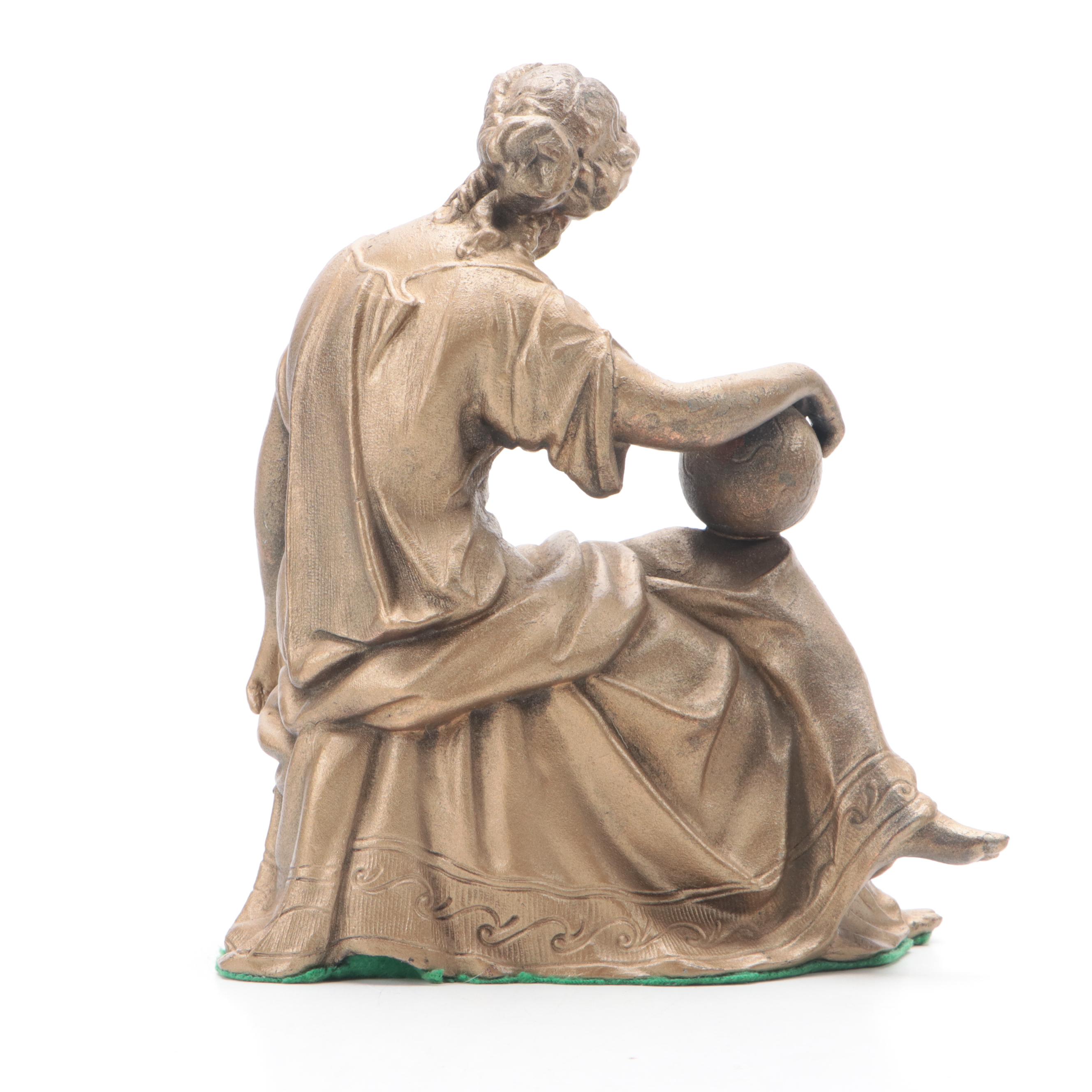 Seth Thomas Rosewood and Adamantine Clock with Gold-Painted Spelter Sculpture