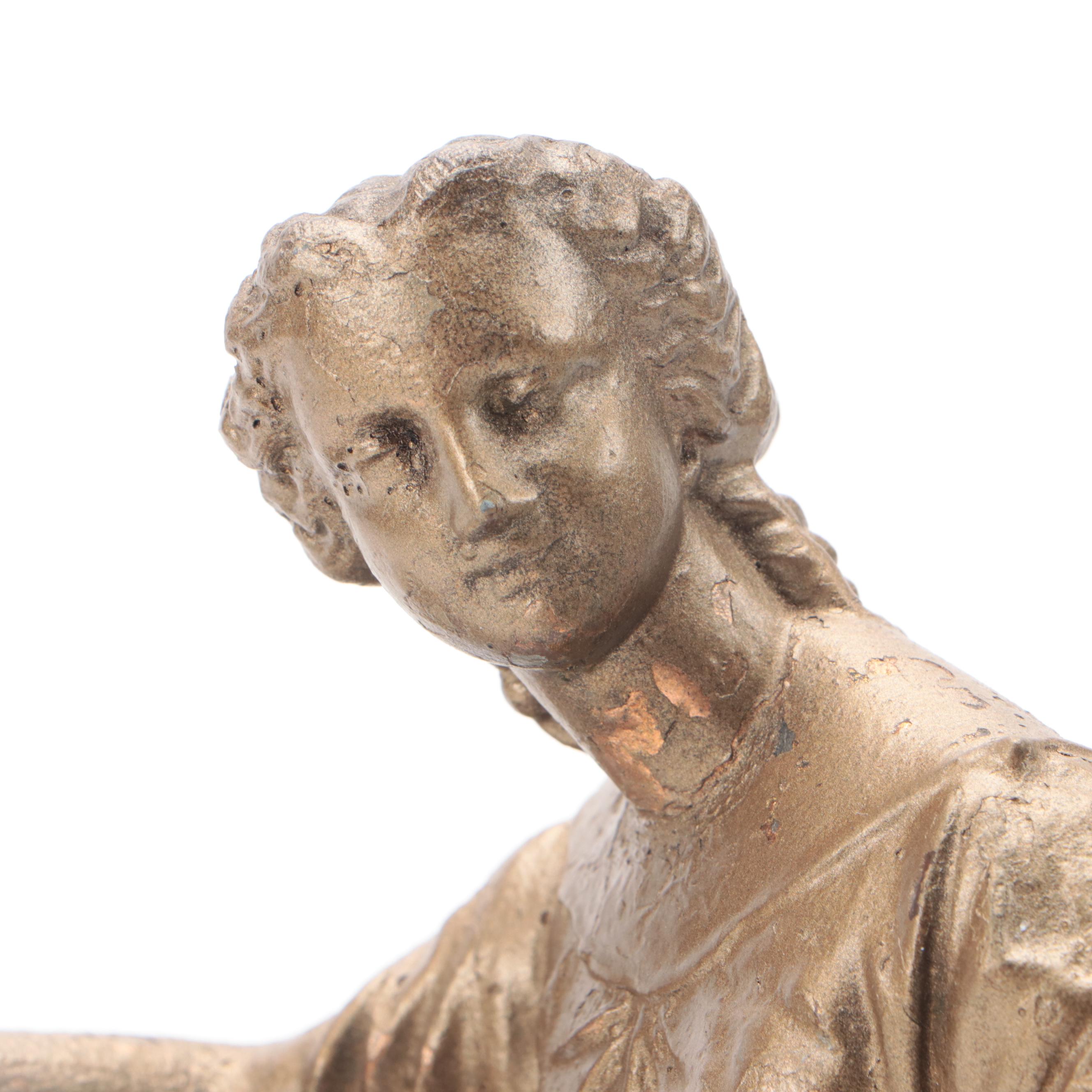 Seth Thomas Rosewood and Adamantine Clock with Gold-Painted Spelter Sculpture