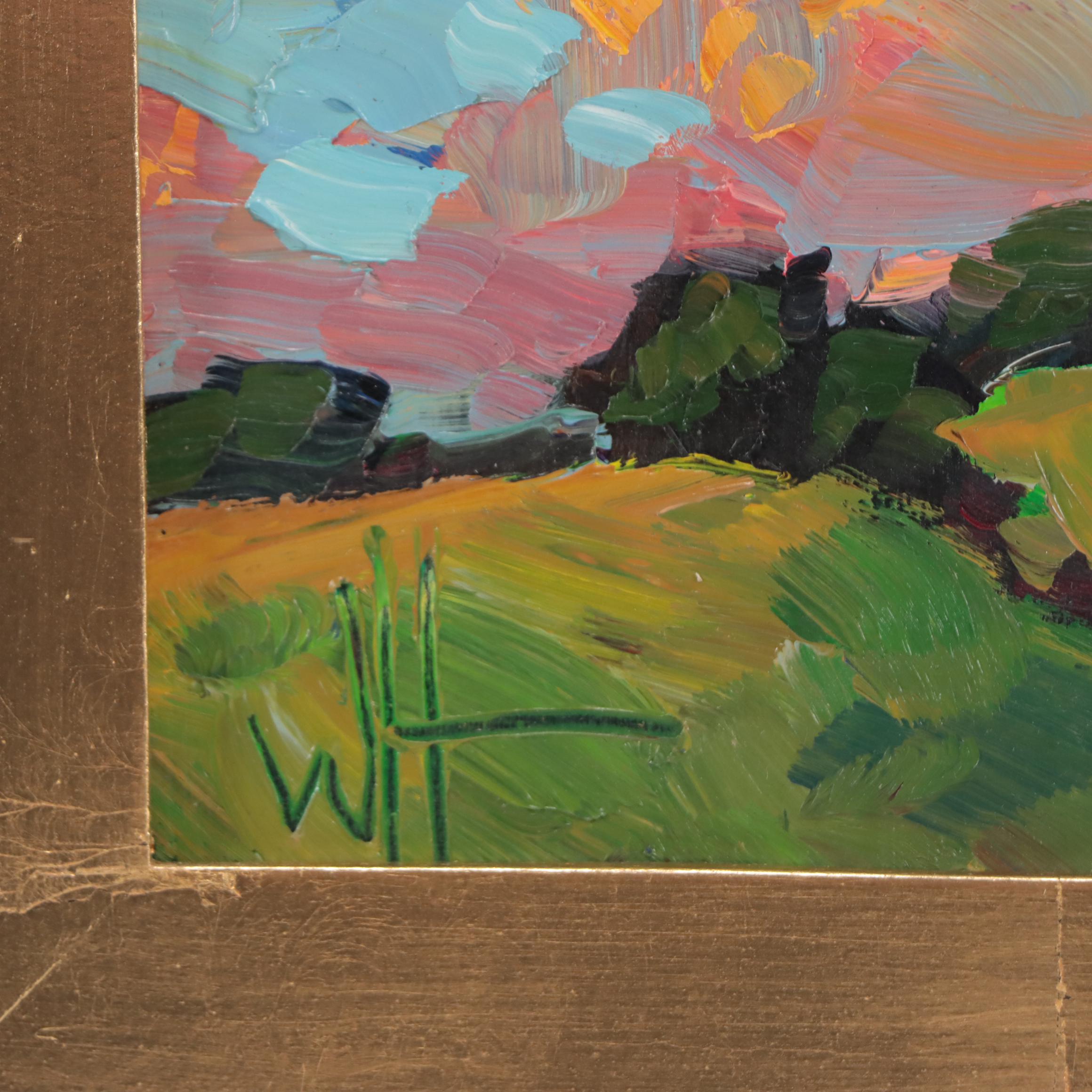 William Hawkins Oil Painting of Clouded Landscape, 21st Century EBTH