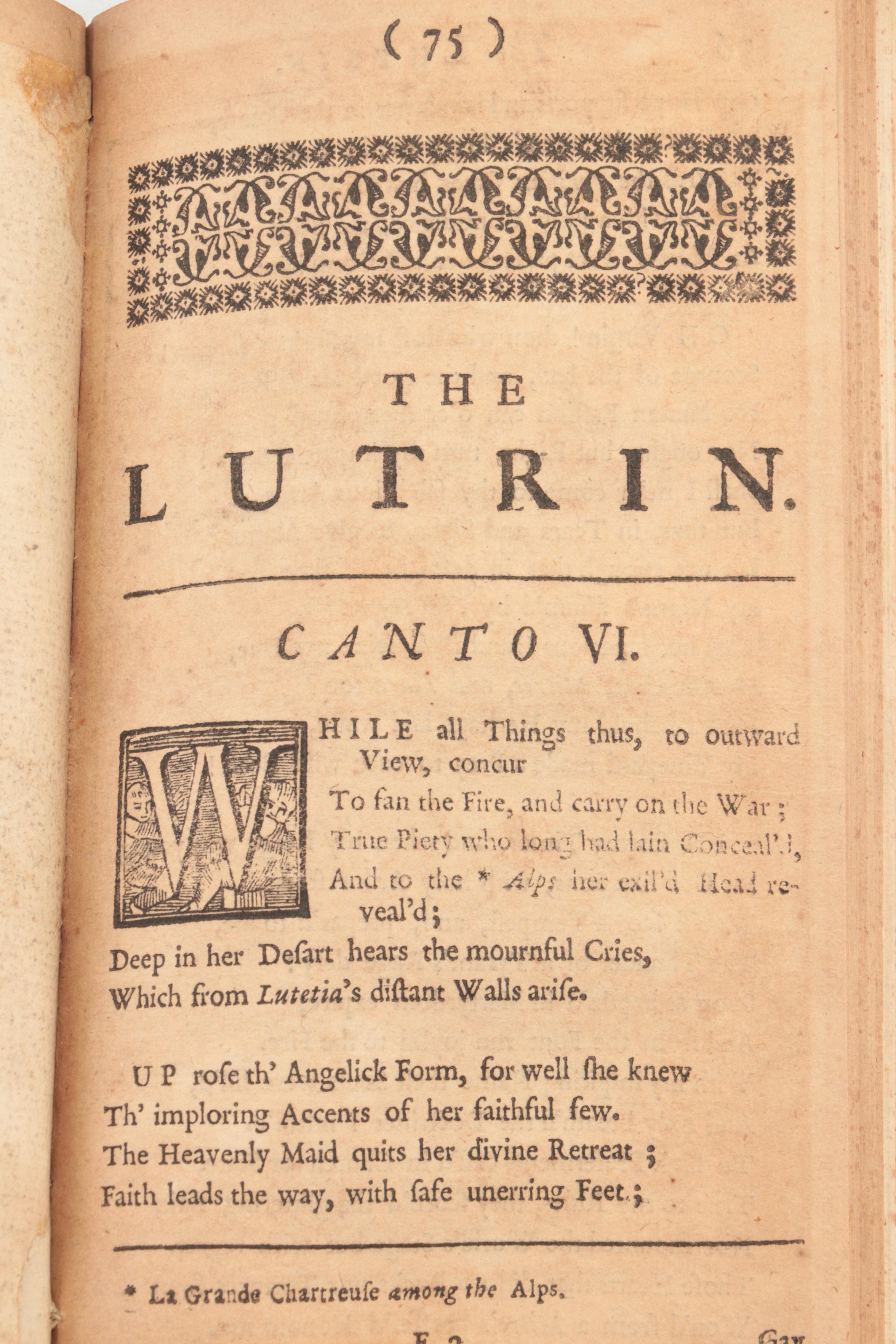 Bound "Waller's Prose, Boileau's Lutrin, and Defoe's Poem," 18th