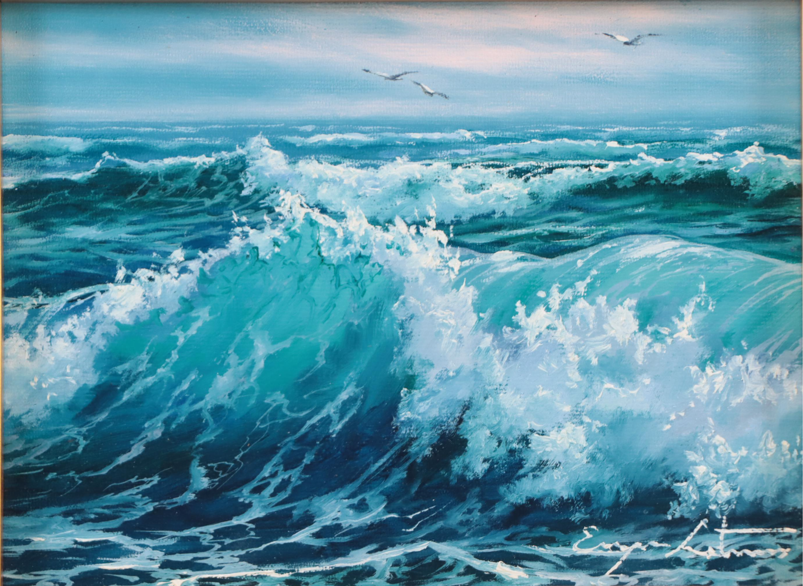 Jevgenijus Litvinas Seascape Oil Painting "Wave," 21st Century