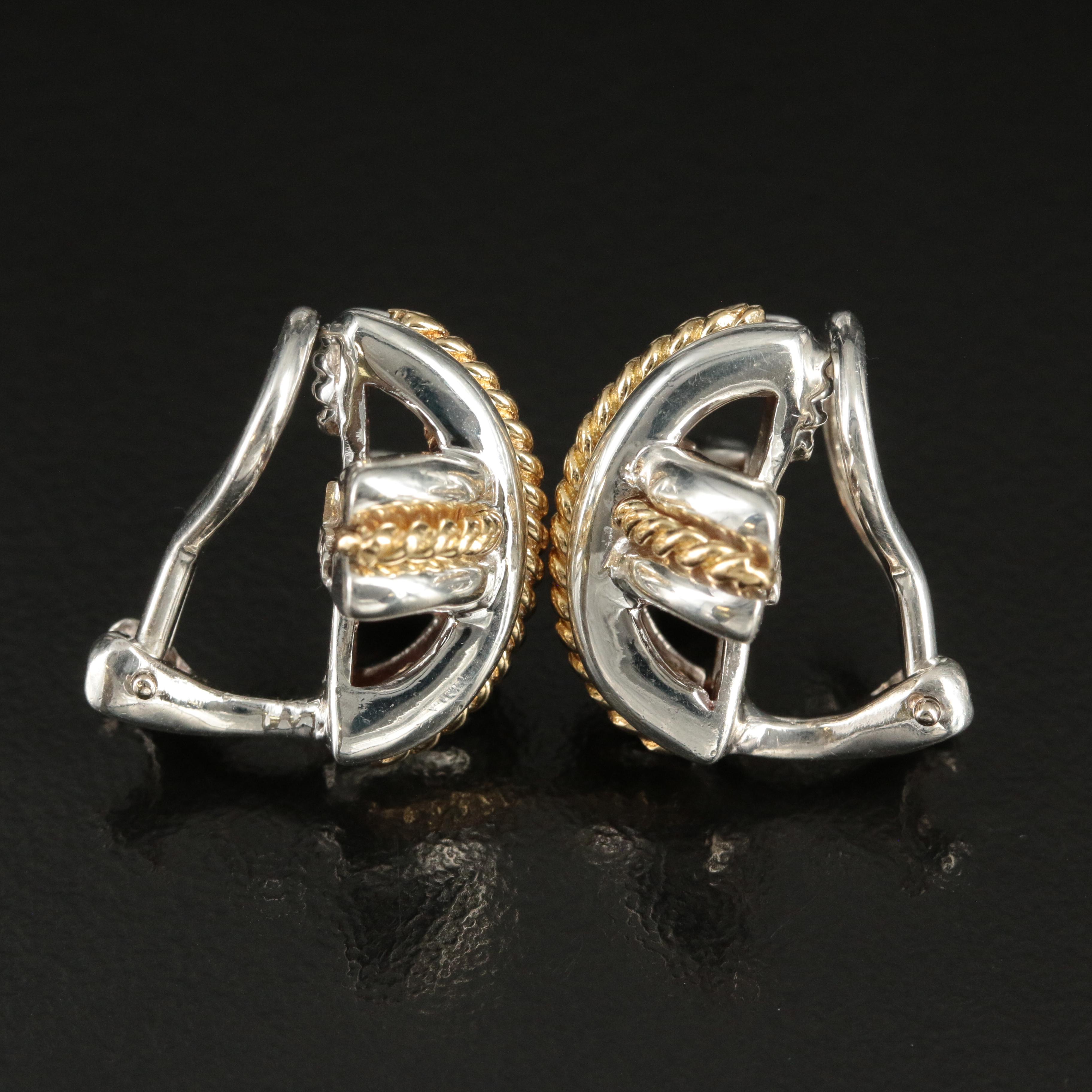 Circa 1990 Tiffany & Co. "Signature X" Sterling and 18K Clip Earrings