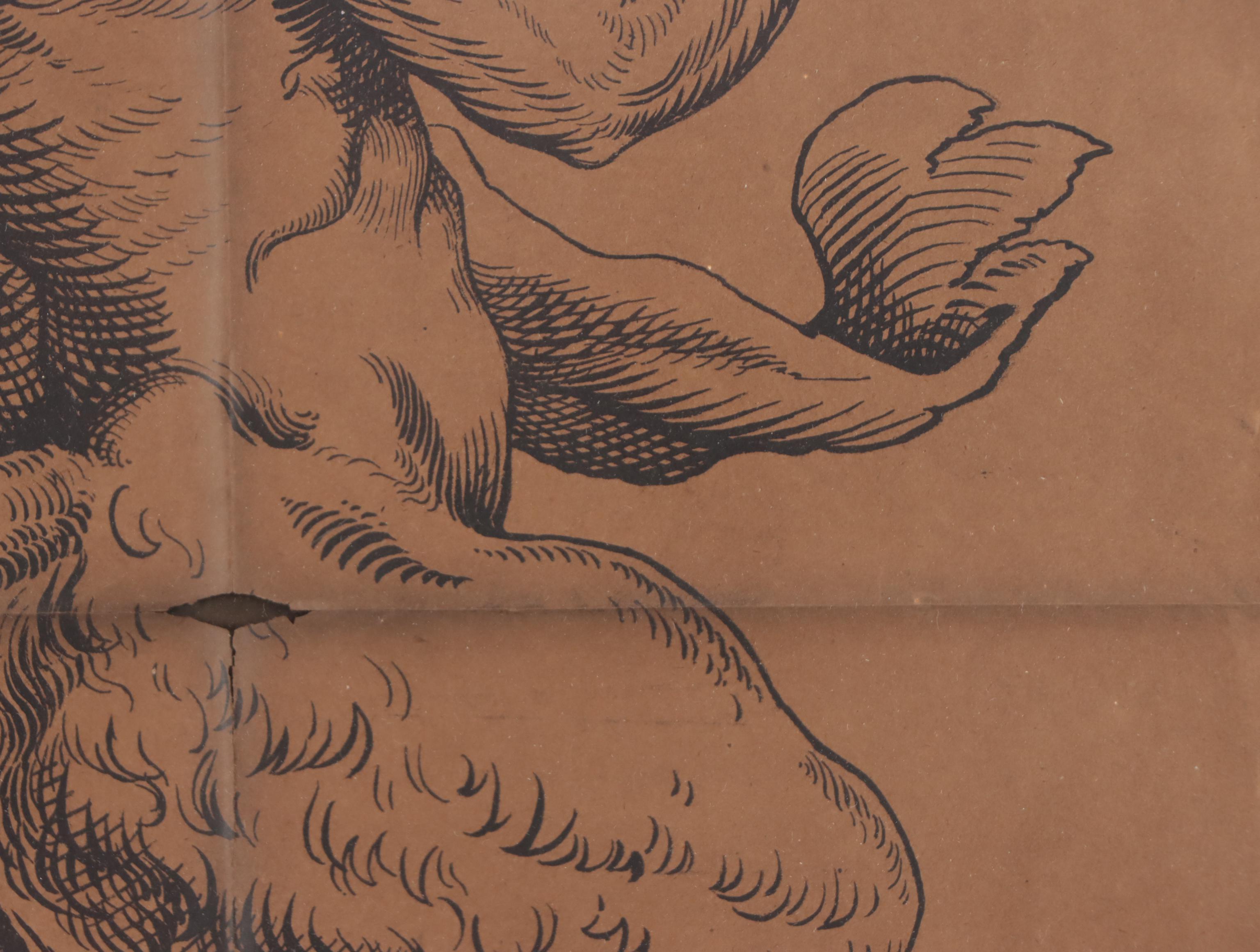 Lithograph of Satyr Playing Double Flute for "Deutsches Maler Journal"