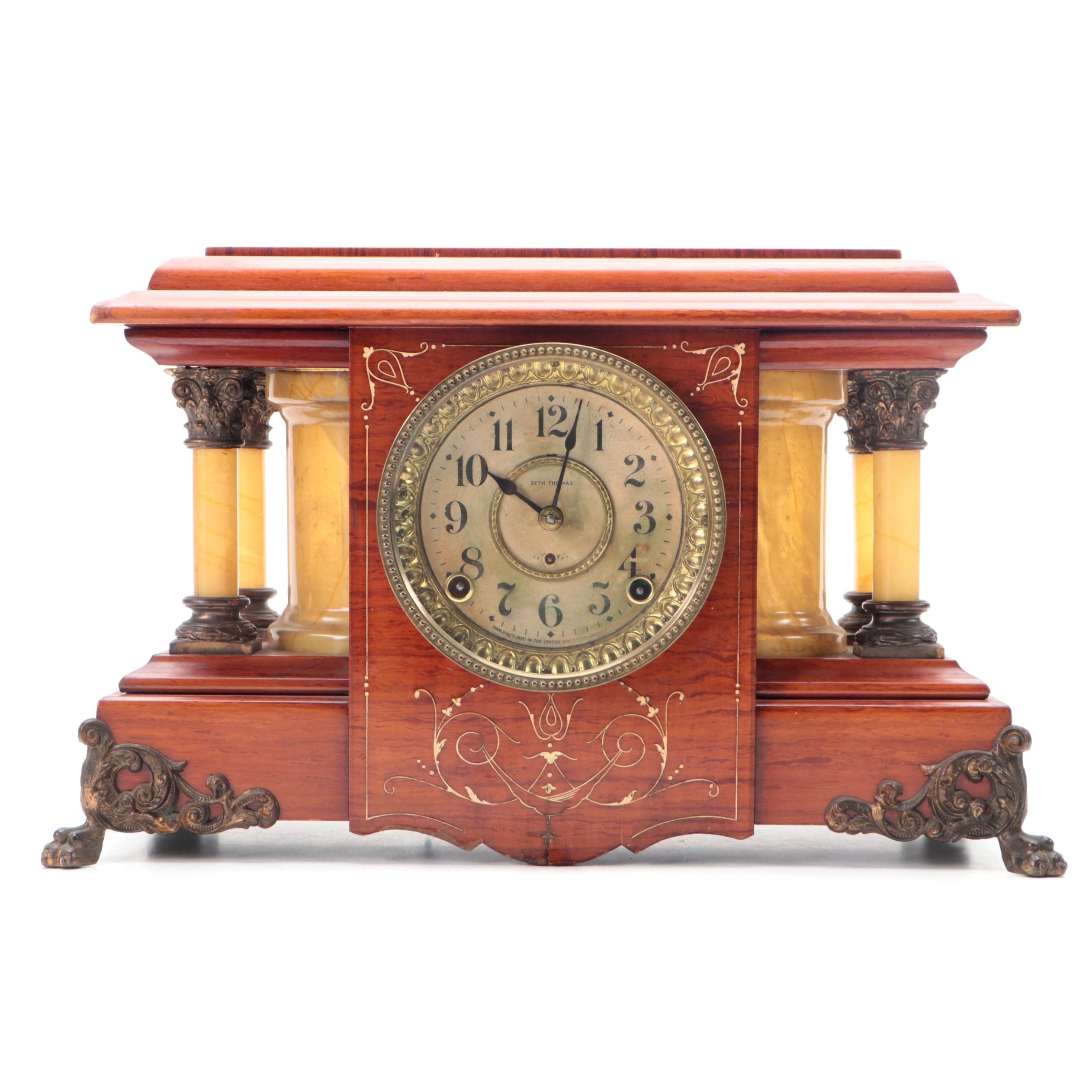 Seth Thomas Hardwood and Adamantine Mantel Clock