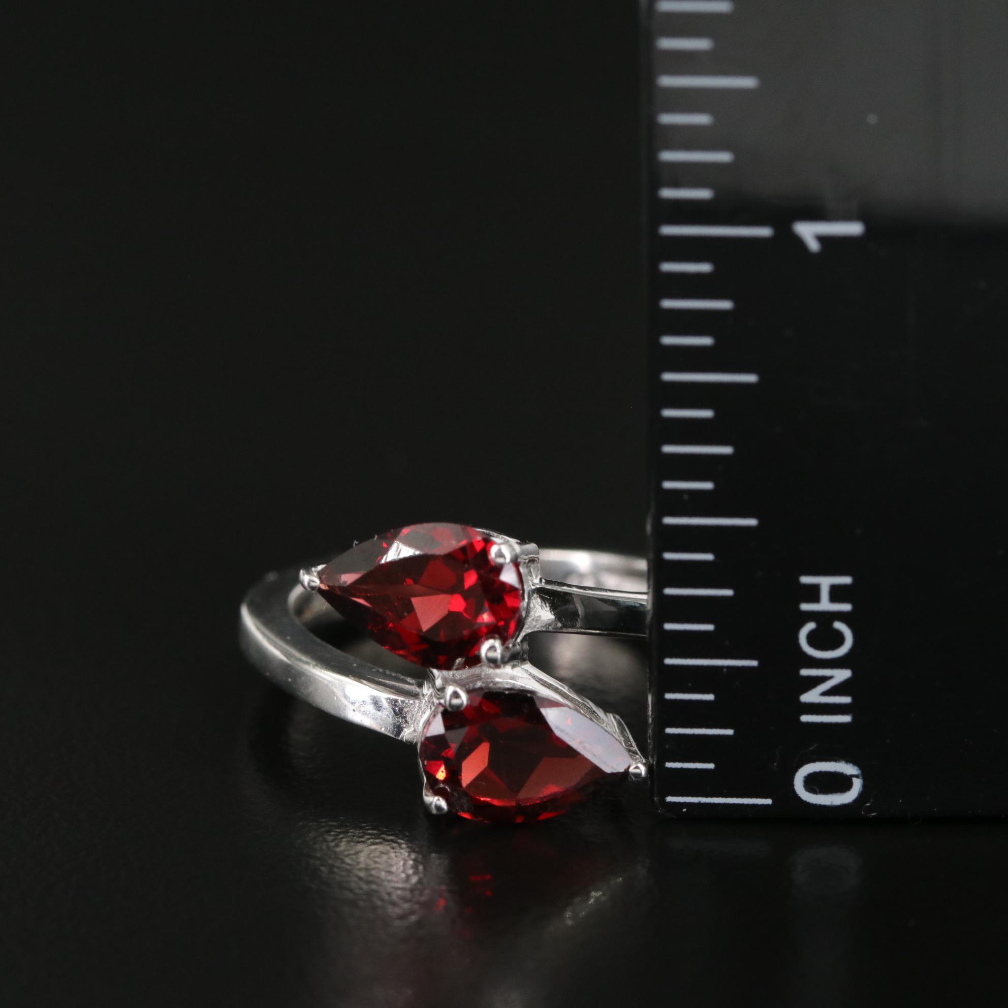 Sterling Garnet Bypass Ring