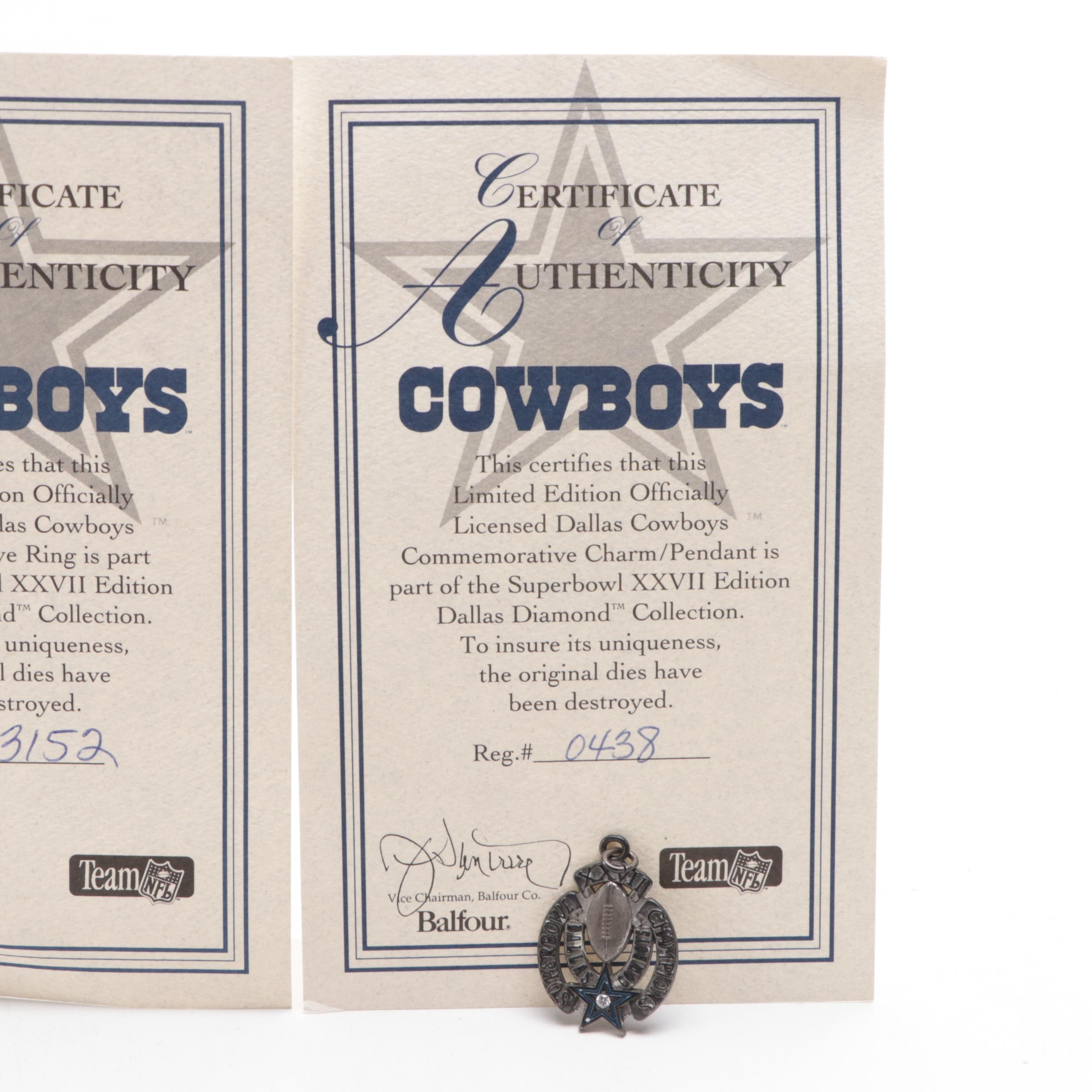 Dallas Cowboys Super Bowl XXVII Commemorative Ring and Pendant
