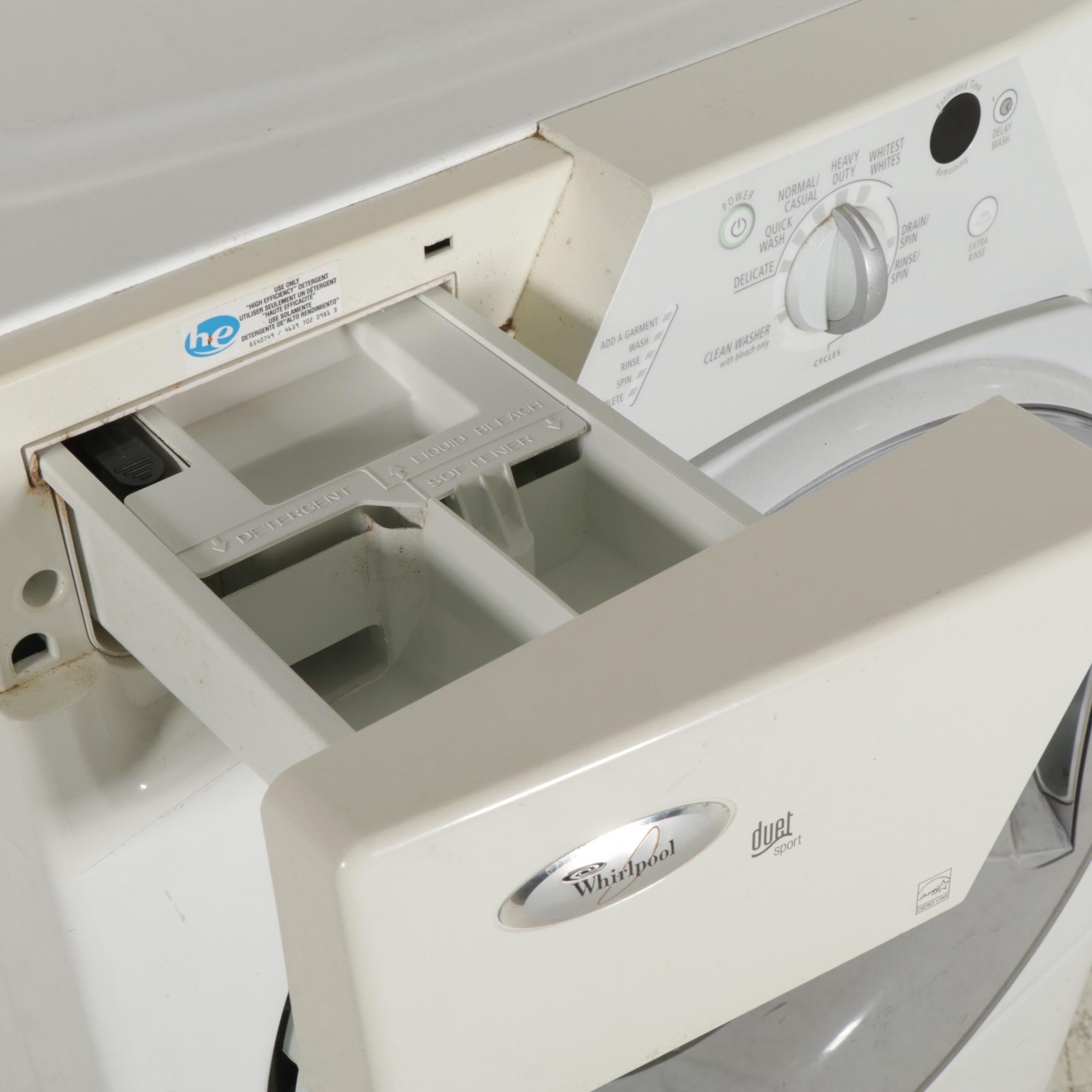 Whirlpool 5.0 Cu. Ft. Duet White Front Load Electric Washer With Pedestal Drawer