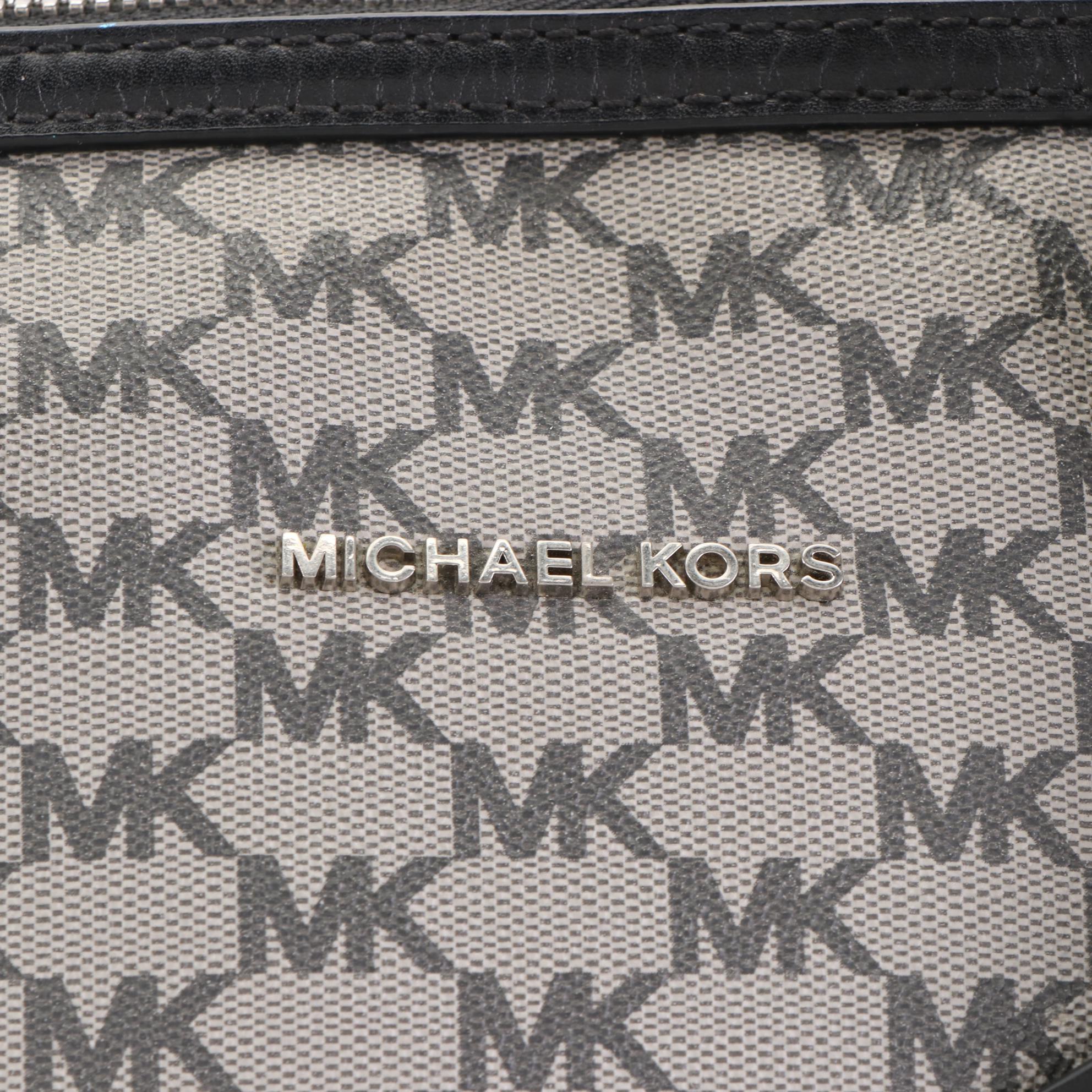 Michael Michael Kors Duffel Bag in Monogram Coated Canvas and Black
