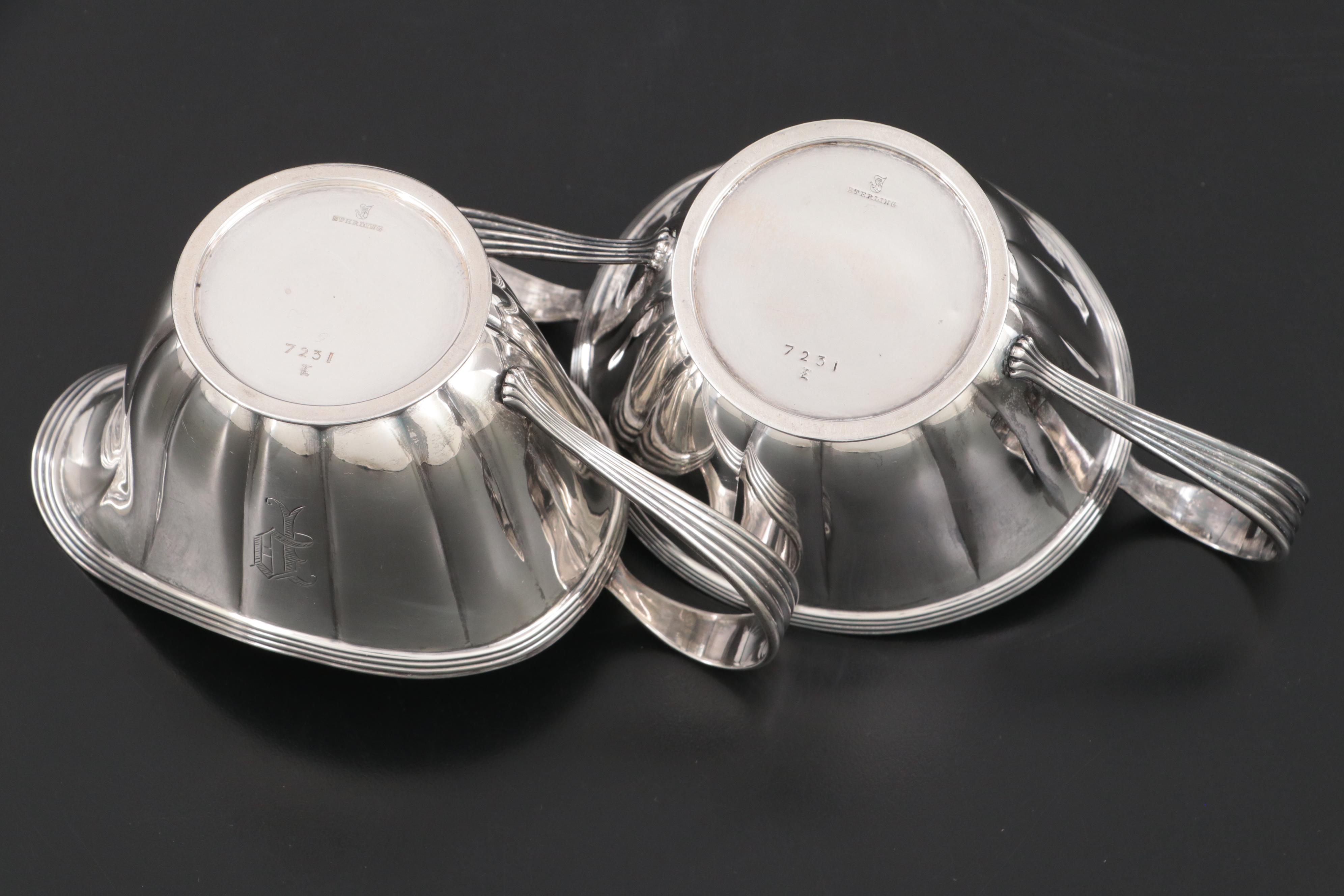 Towle Sterling Silver Creamer and Sugar with Sterling Napkin Rings