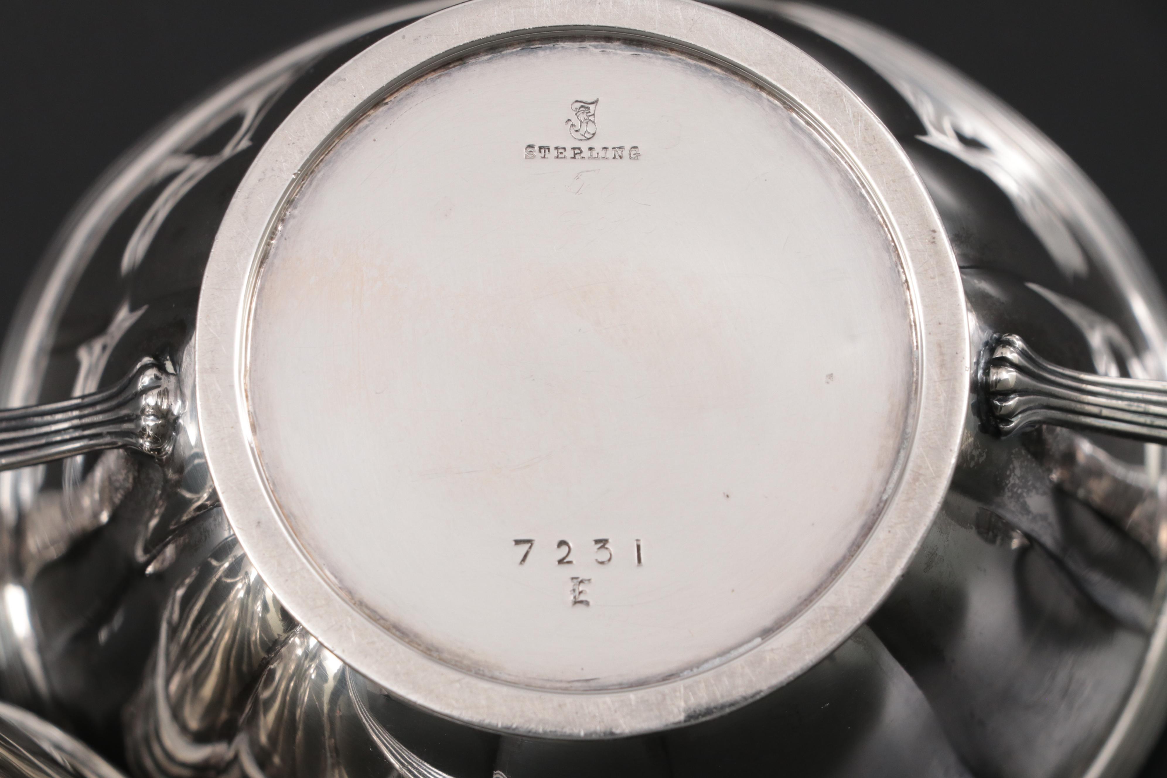 Towle Sterling Silver Creamer and Sugar with Sterling Napkin Rings