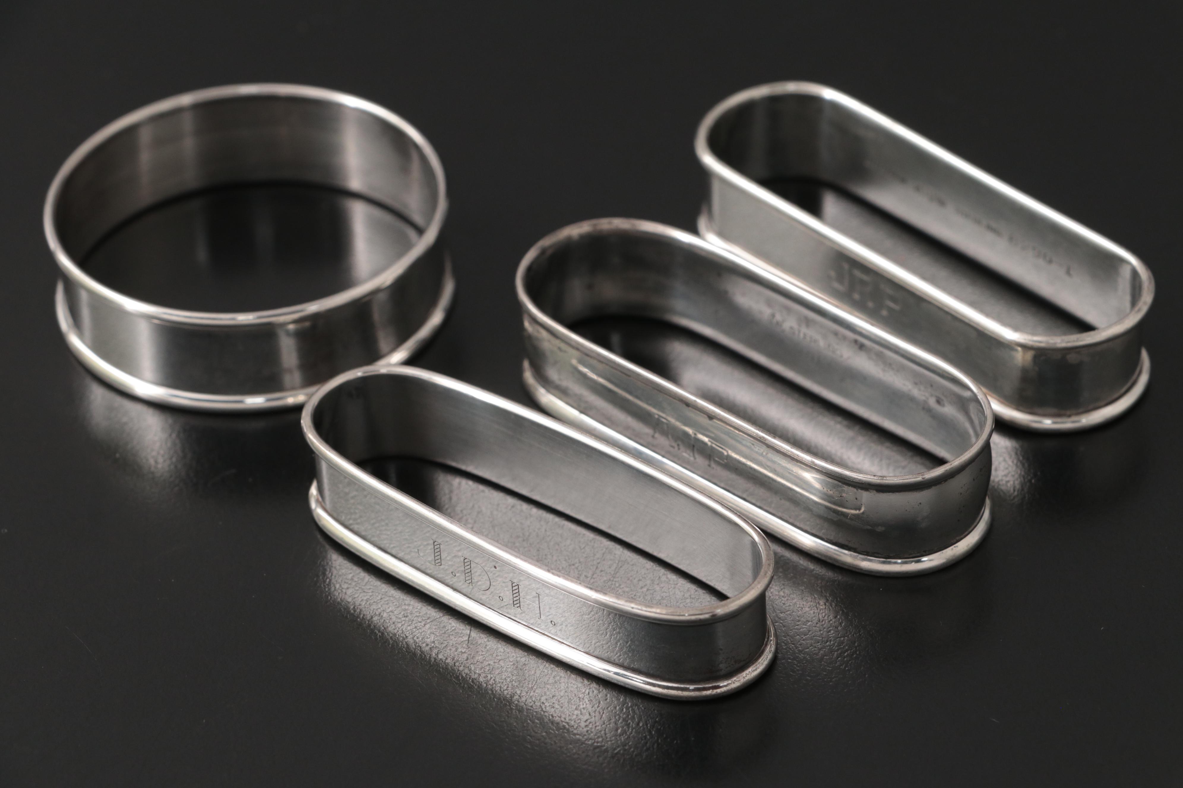 Towle Sterling Silver Creamer and Sugar with Sterling Napkin Rings