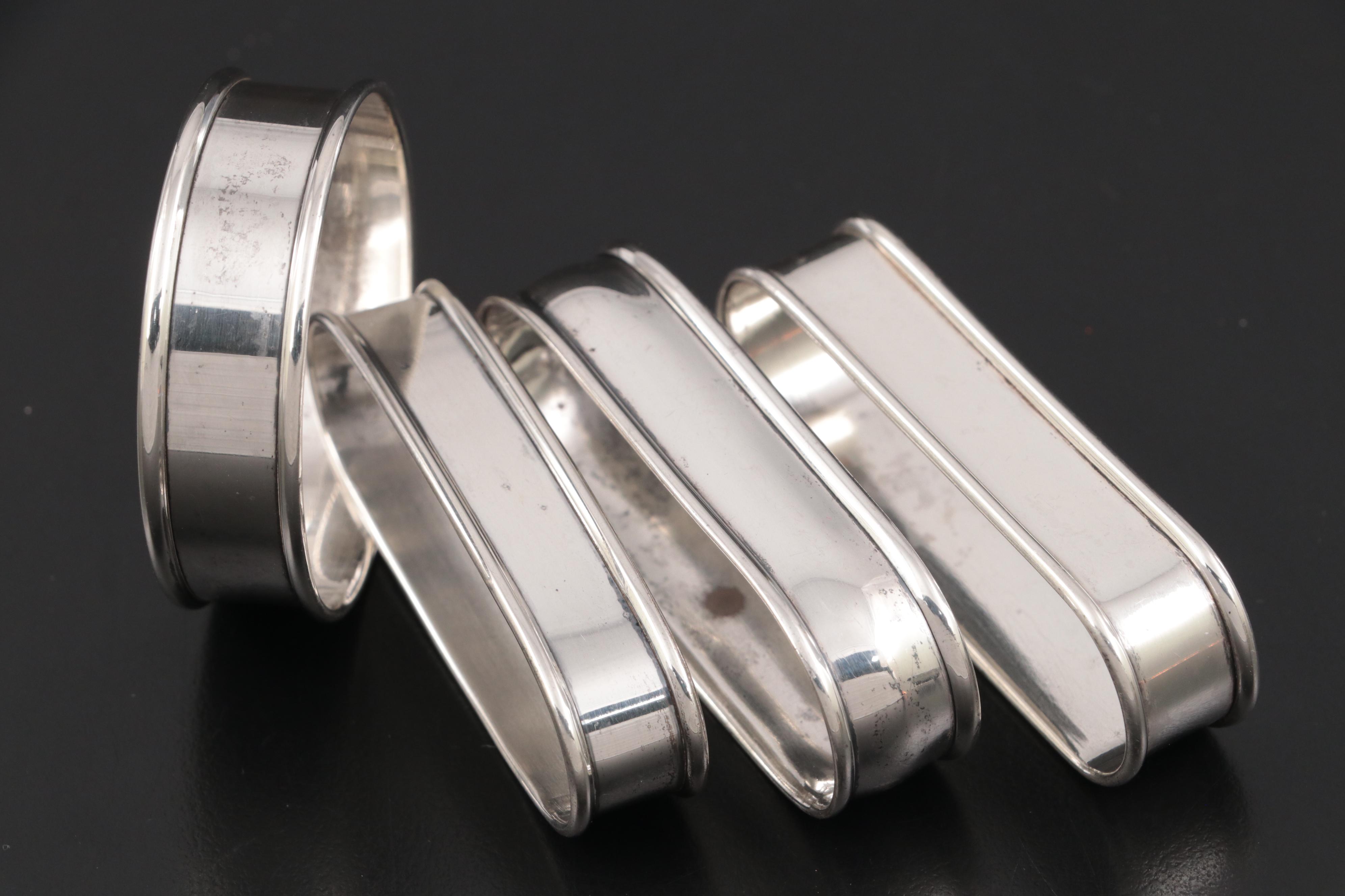 Towle Sterling Silver Creamer and Sugar with Sterling Napkin Rings