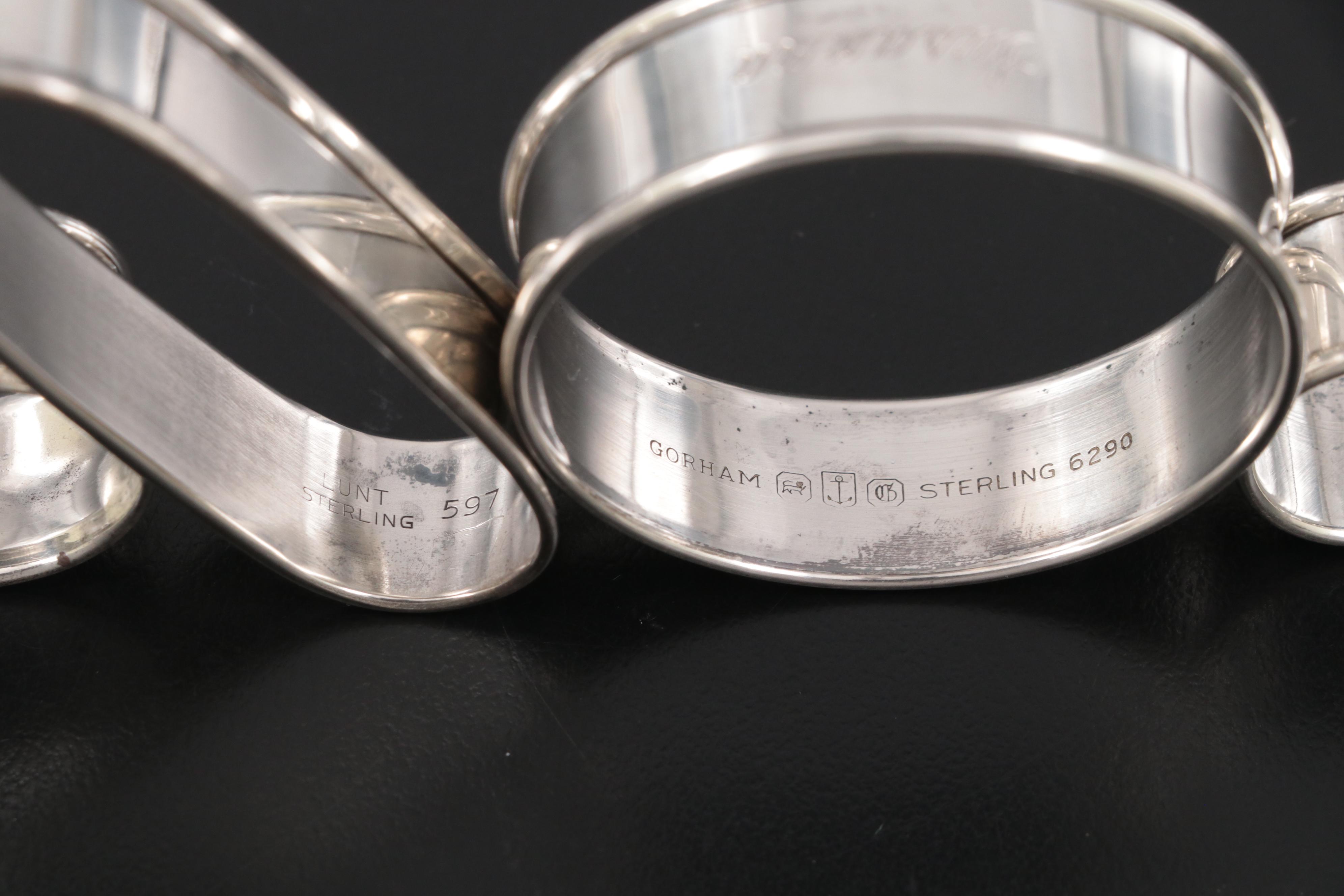 Towle Sterling Silver Creamer and Sugar with Sterling Napkin Rings