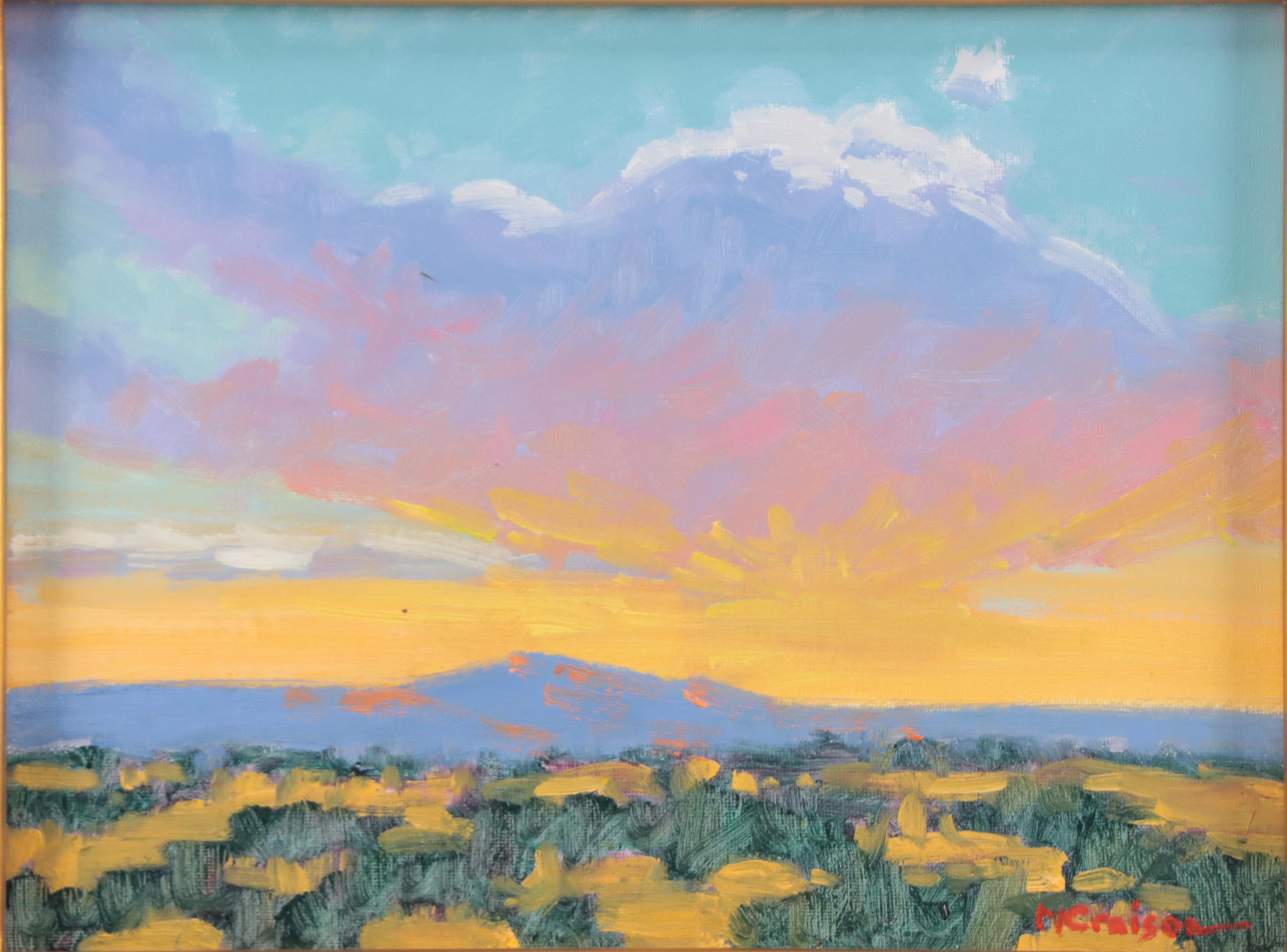 Marc A. Graison Landscape Oil Painting "New Mexico Sunset," 2023