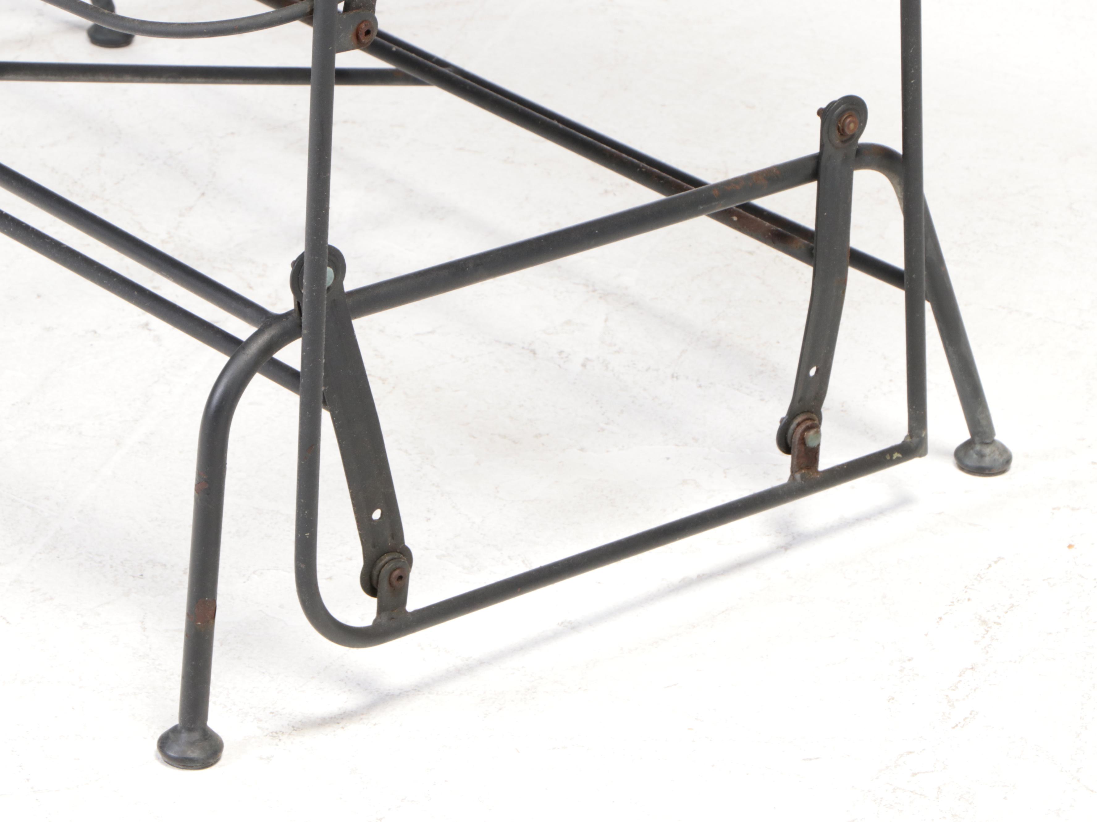 Black-Painted Iron and Wire Mesh Patio Glider