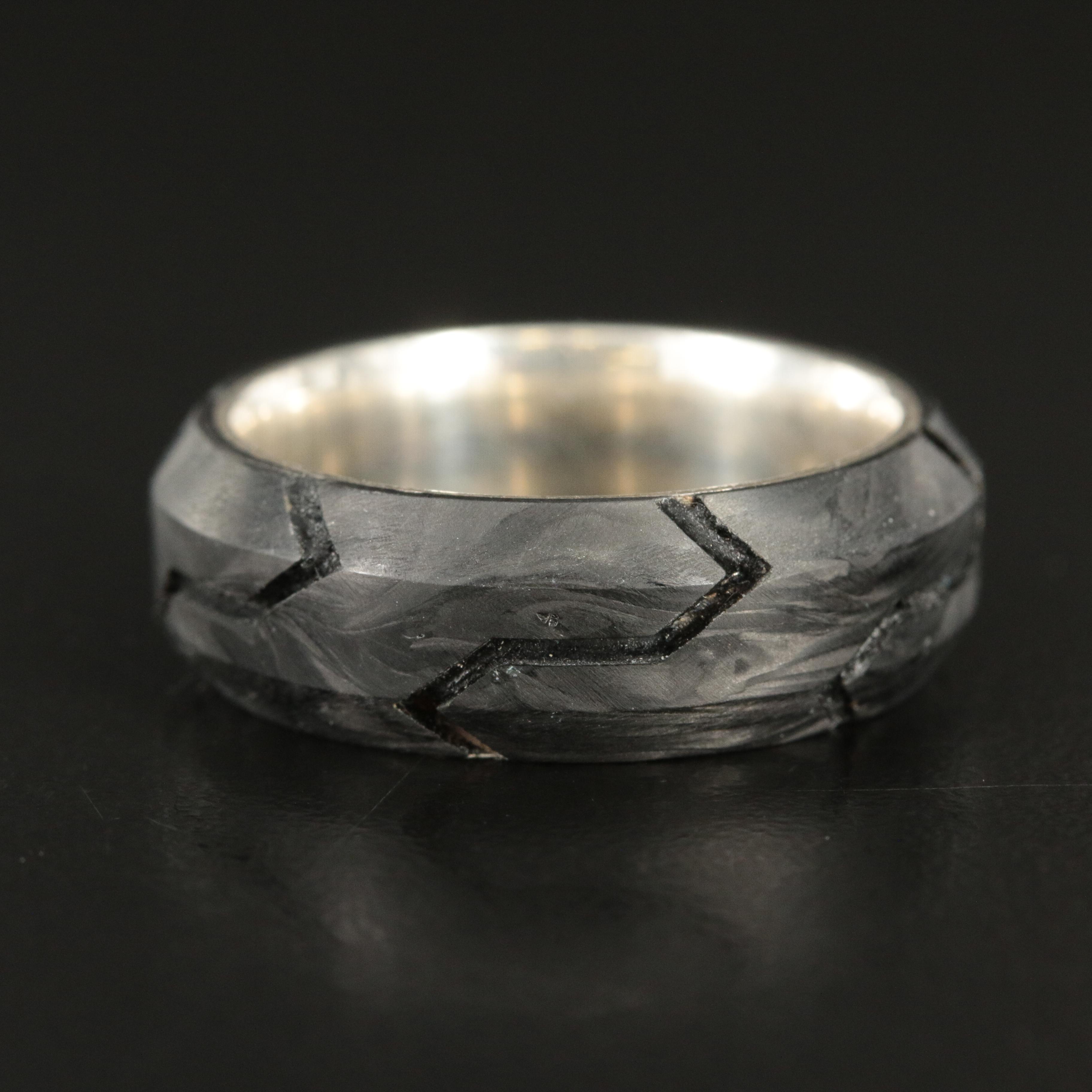 David Yurman Forged Carbon Sterling Beveled Band