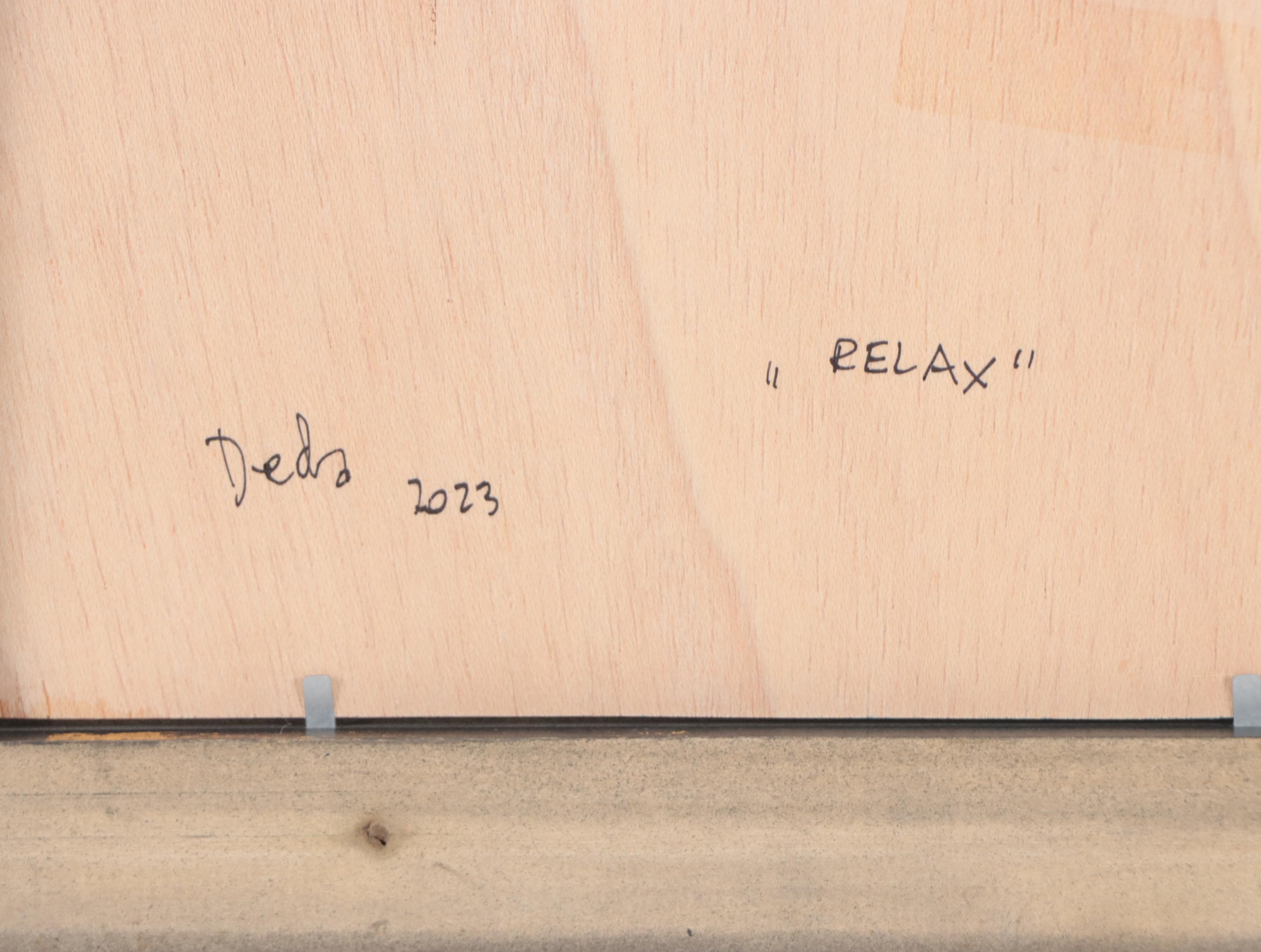 Adam Deda Oil Painting of Cat "Relax," 2023