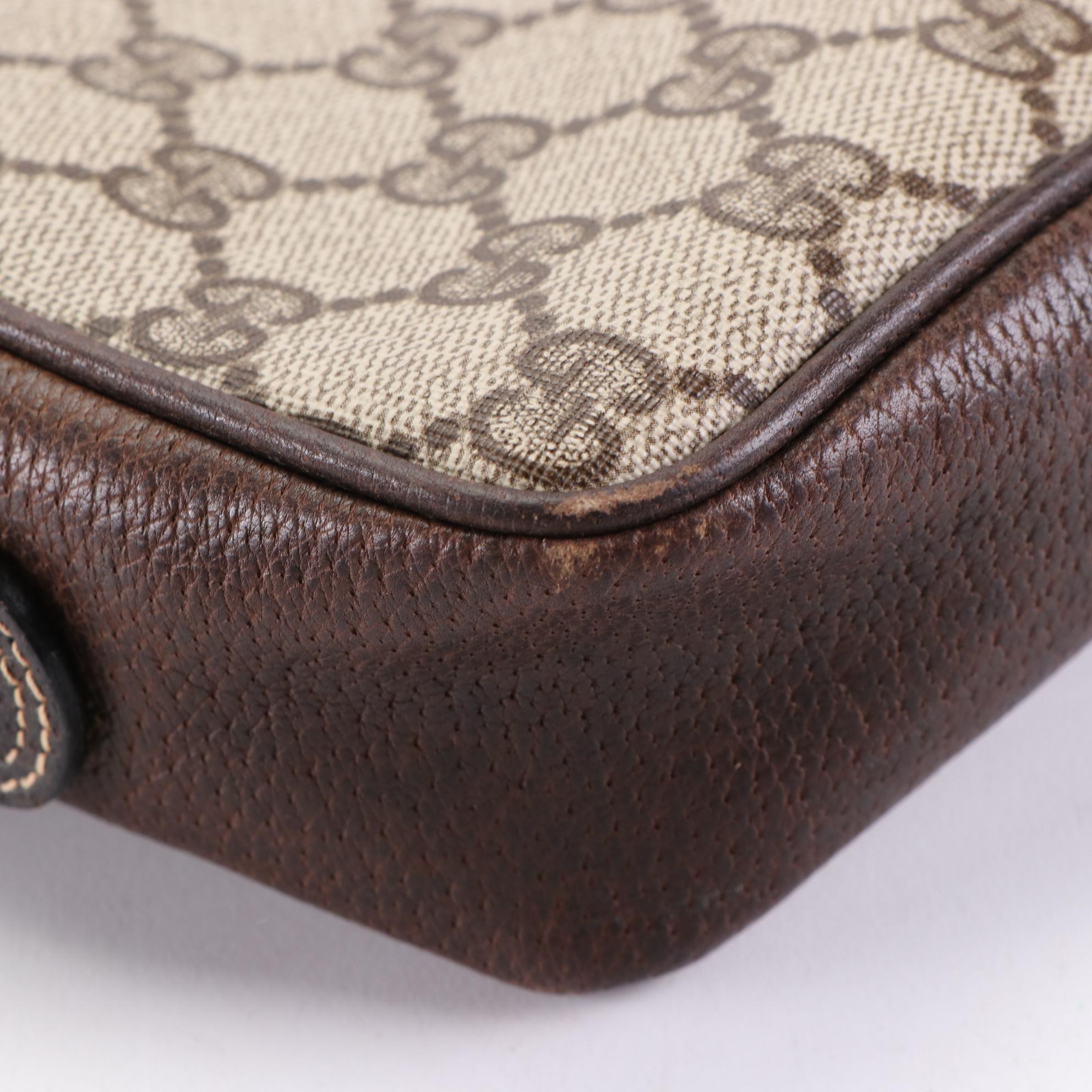 Gucci Crossbody Bag in GG Supreme Coated Canvas and Brown Leather Trim