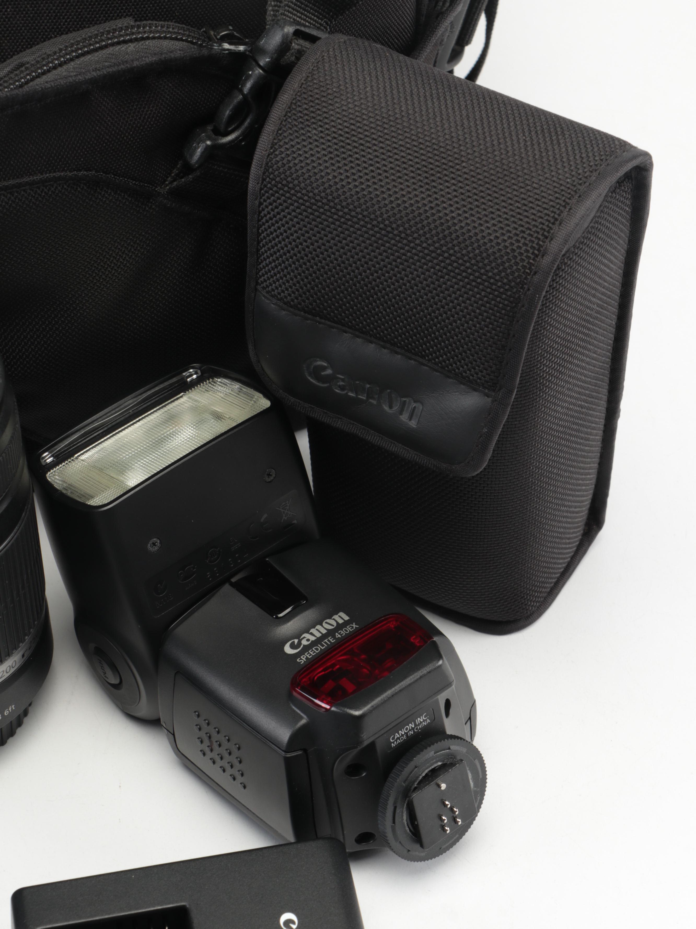 Canon EOS Rebel T5 Camera with Canon Speedlite Flash and More Accessories