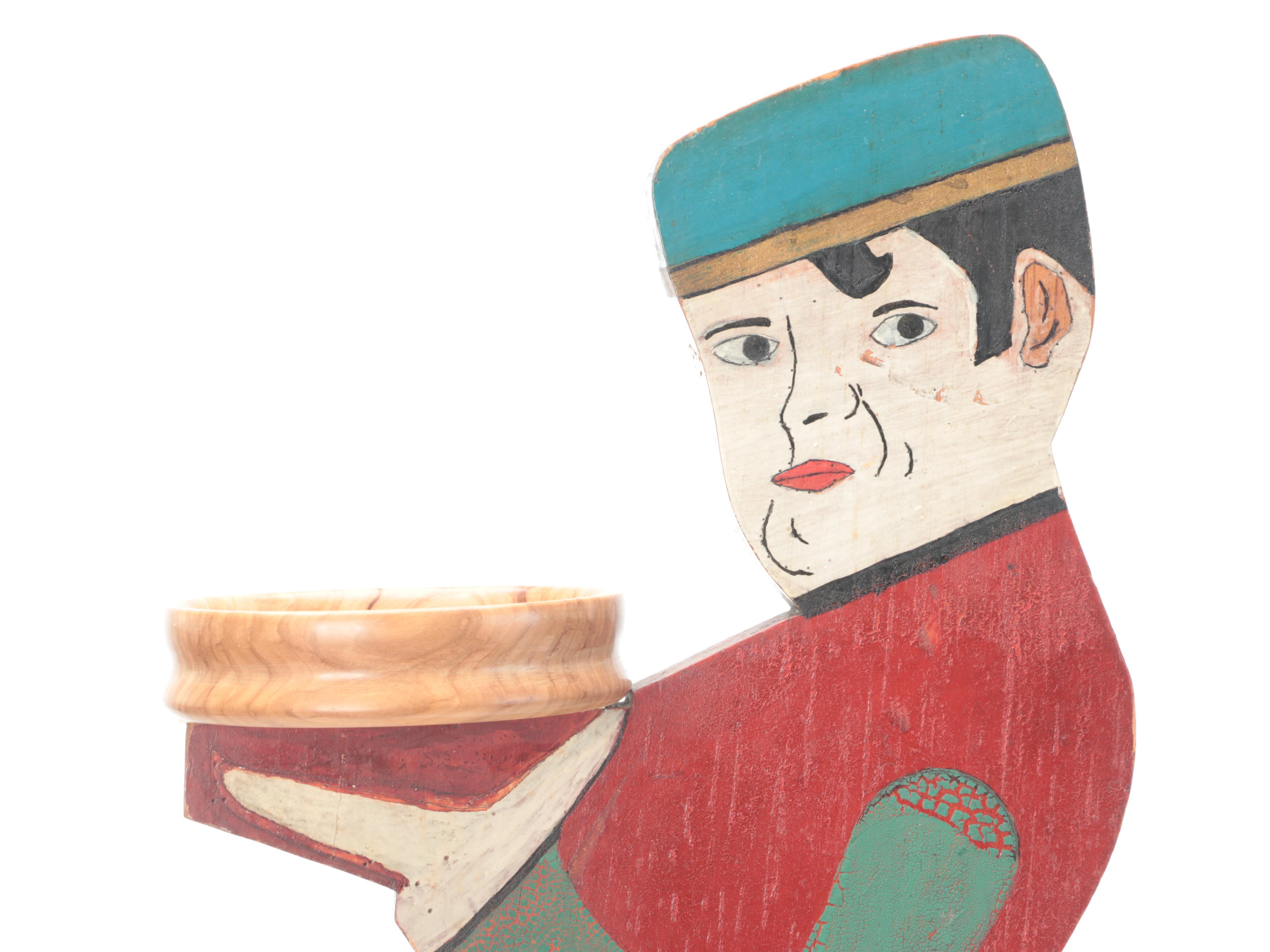 Hand-Painted Wooden Butler Ashtray