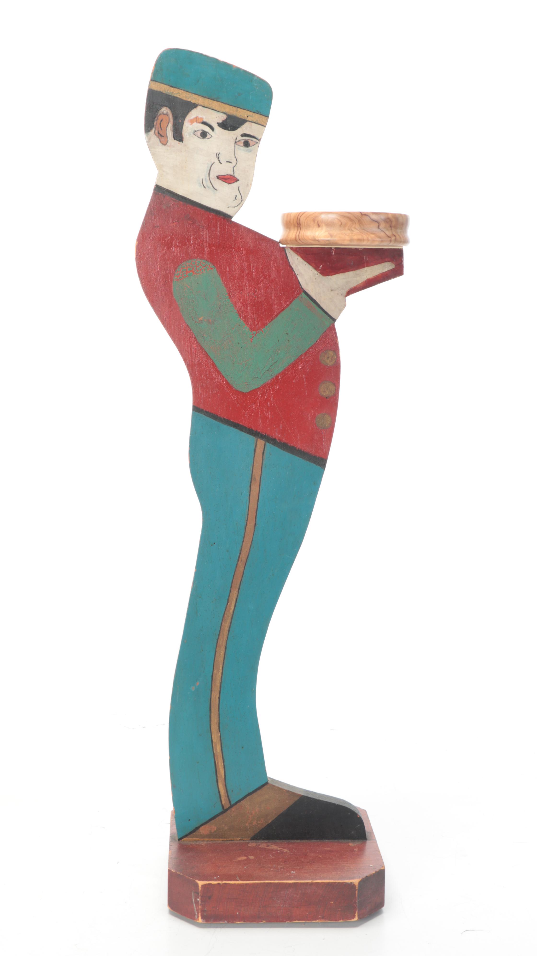 Hand-Painted Wooden Butler Ashtray