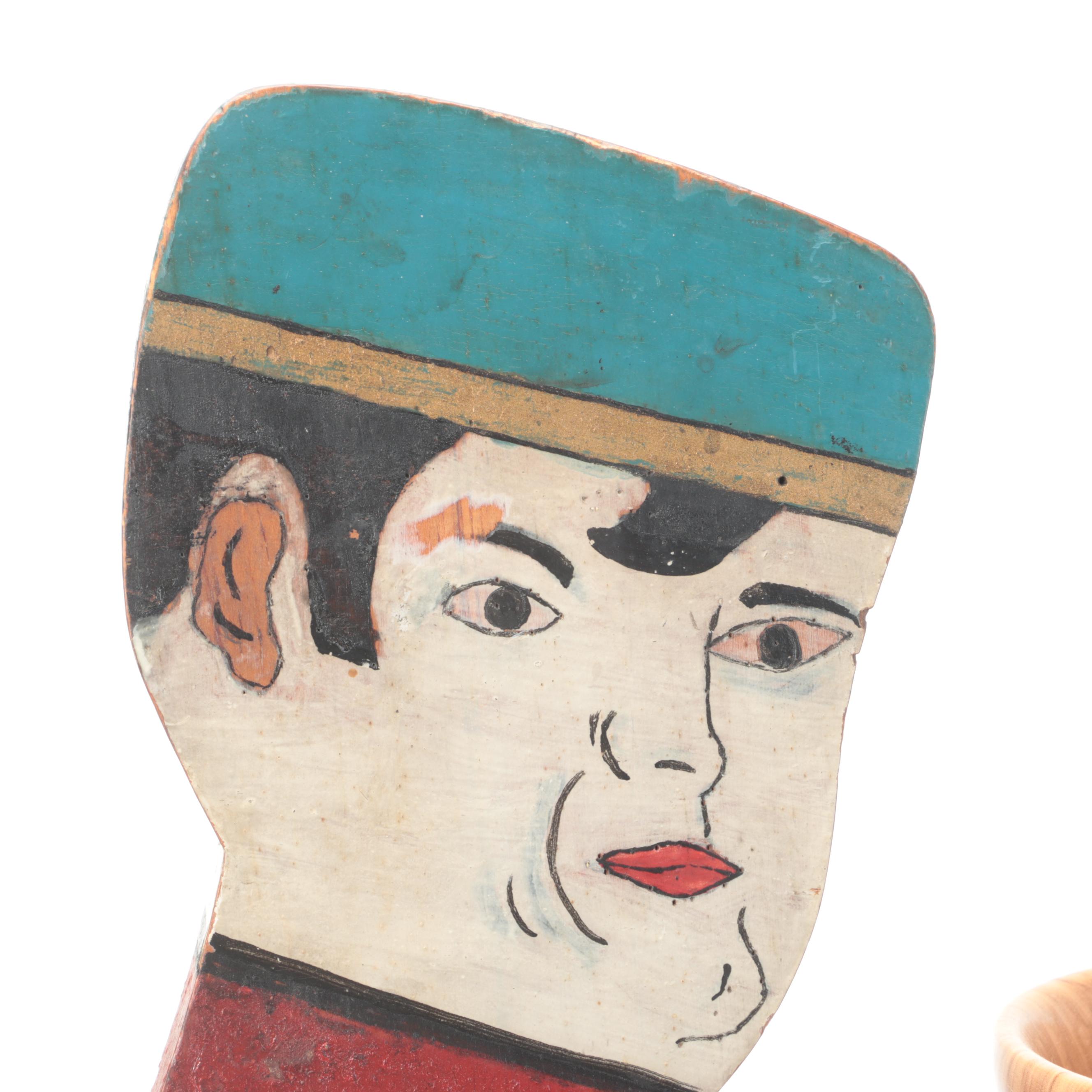 Hand-Painted Wooden Butler Ashtray