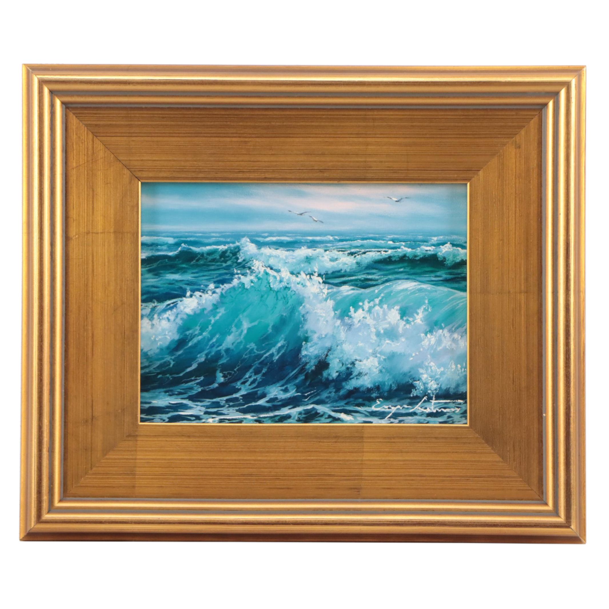Jevgenijus Litvinas Seascape Oil Painting "Wave," 21st Century