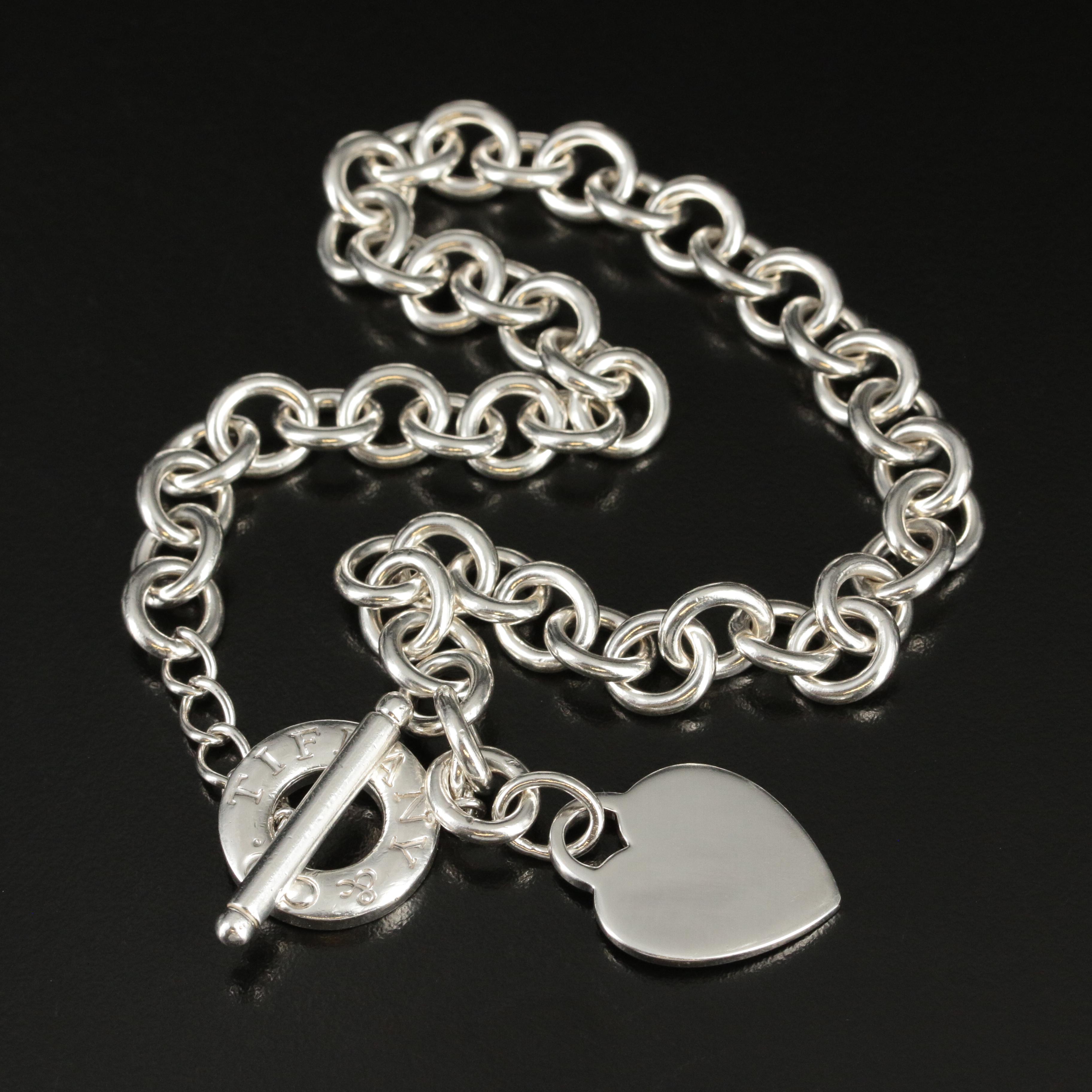 Tiffany & Co. Sterling Heart Tag Toggle Necklace