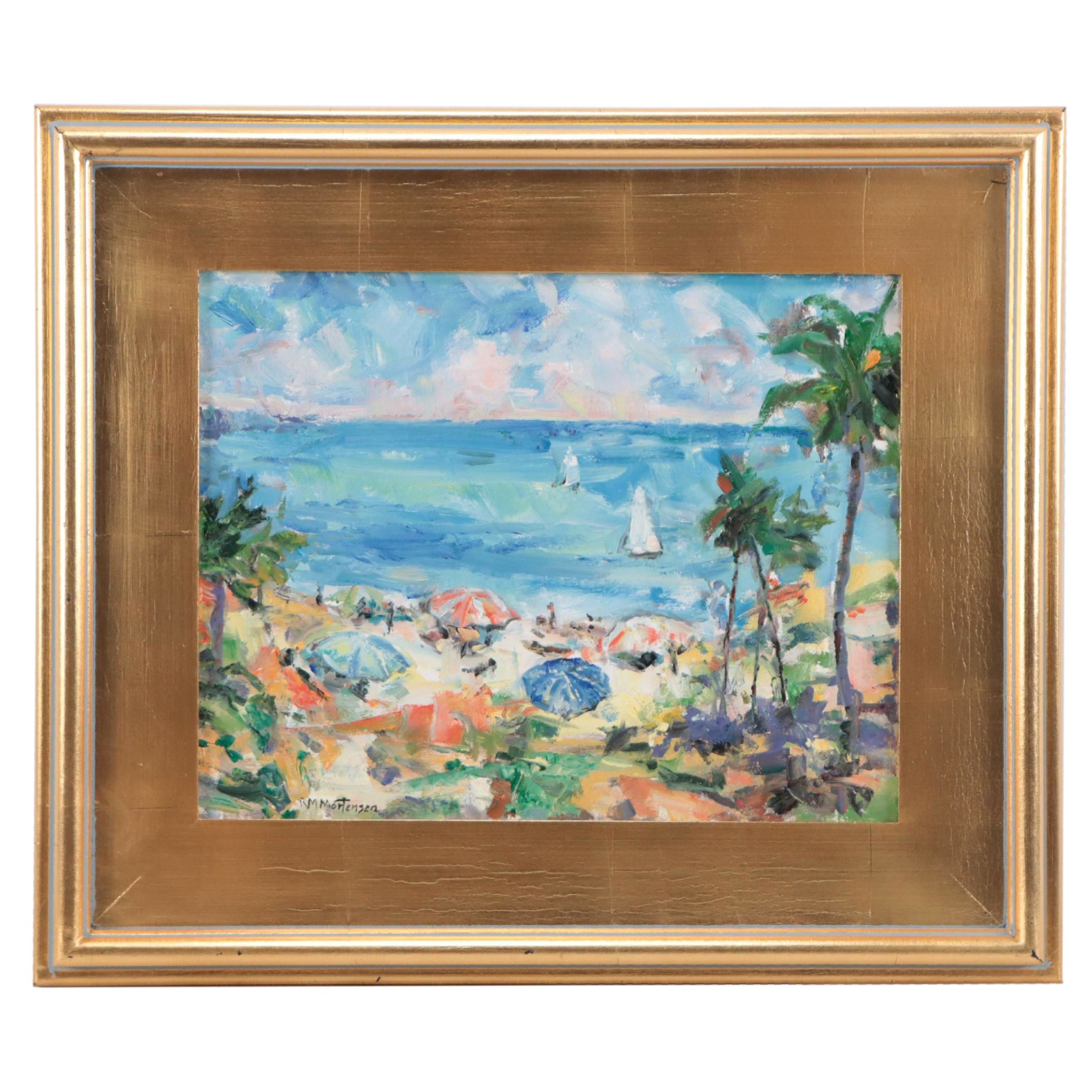 R.M. Mortenson Oil Painting of Seascape, 2023