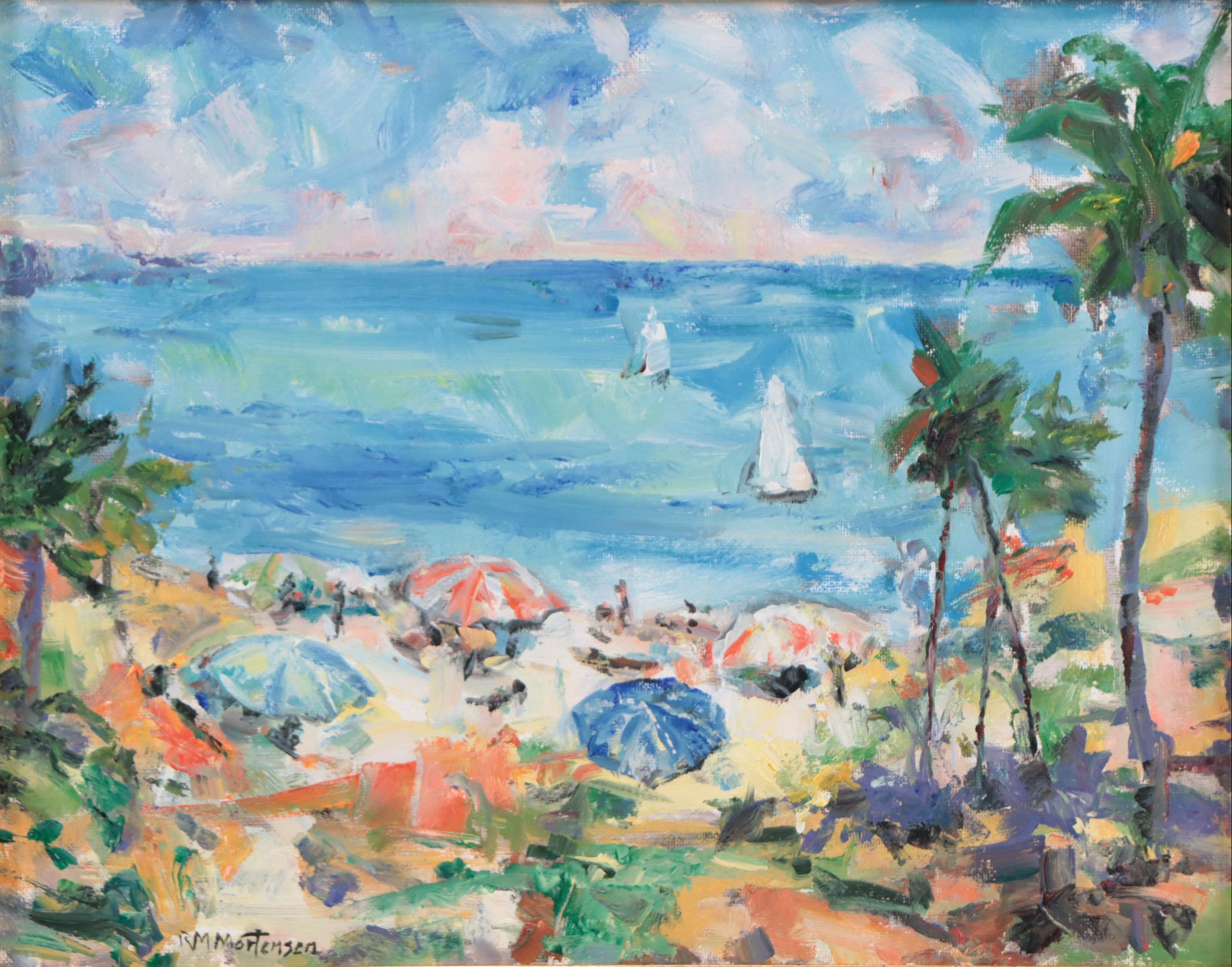 R.M. Mortenson Oil Painting of Seascape, 2023