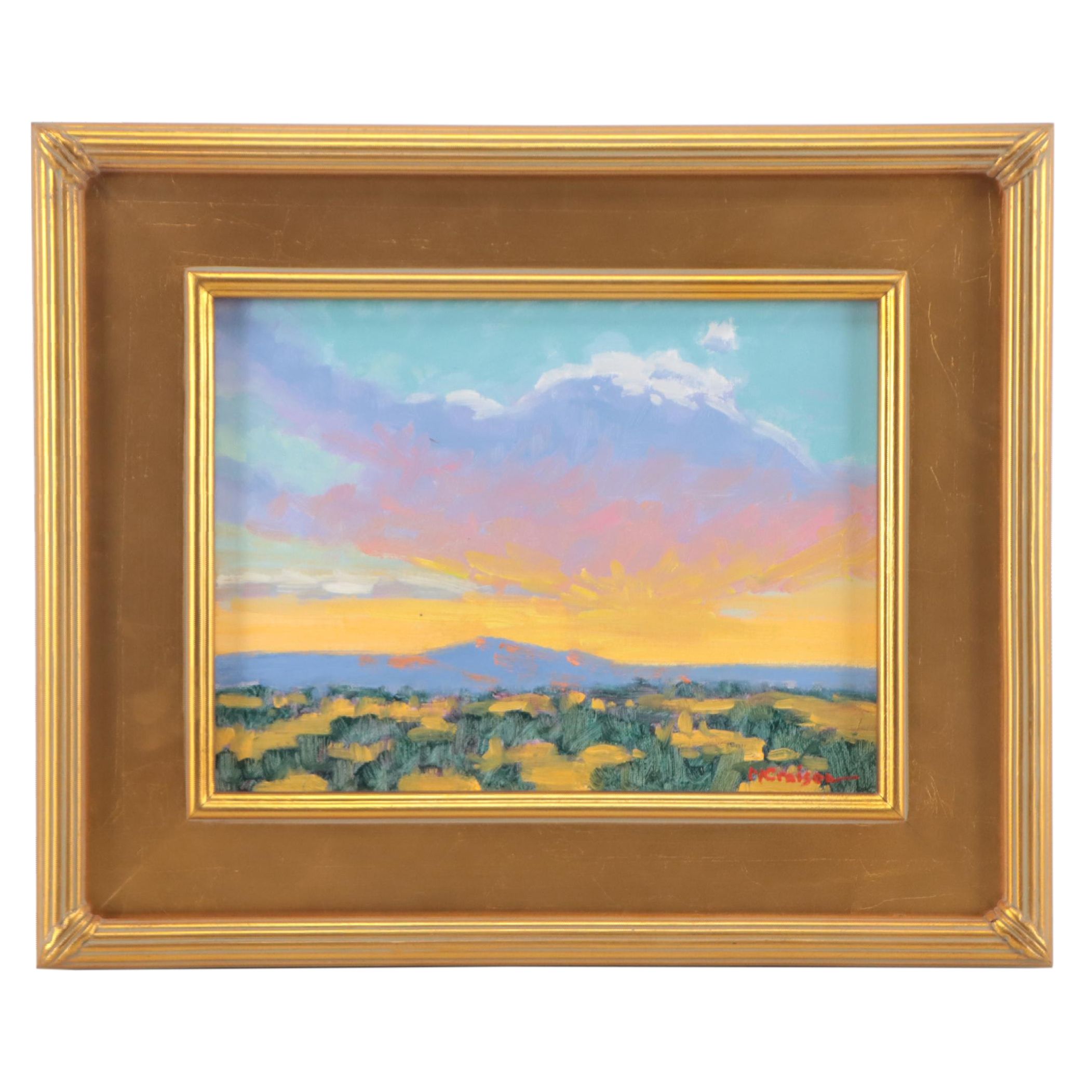 Marc A. Graison Landscape Oil Painting "New Mexico Sunset," 2023