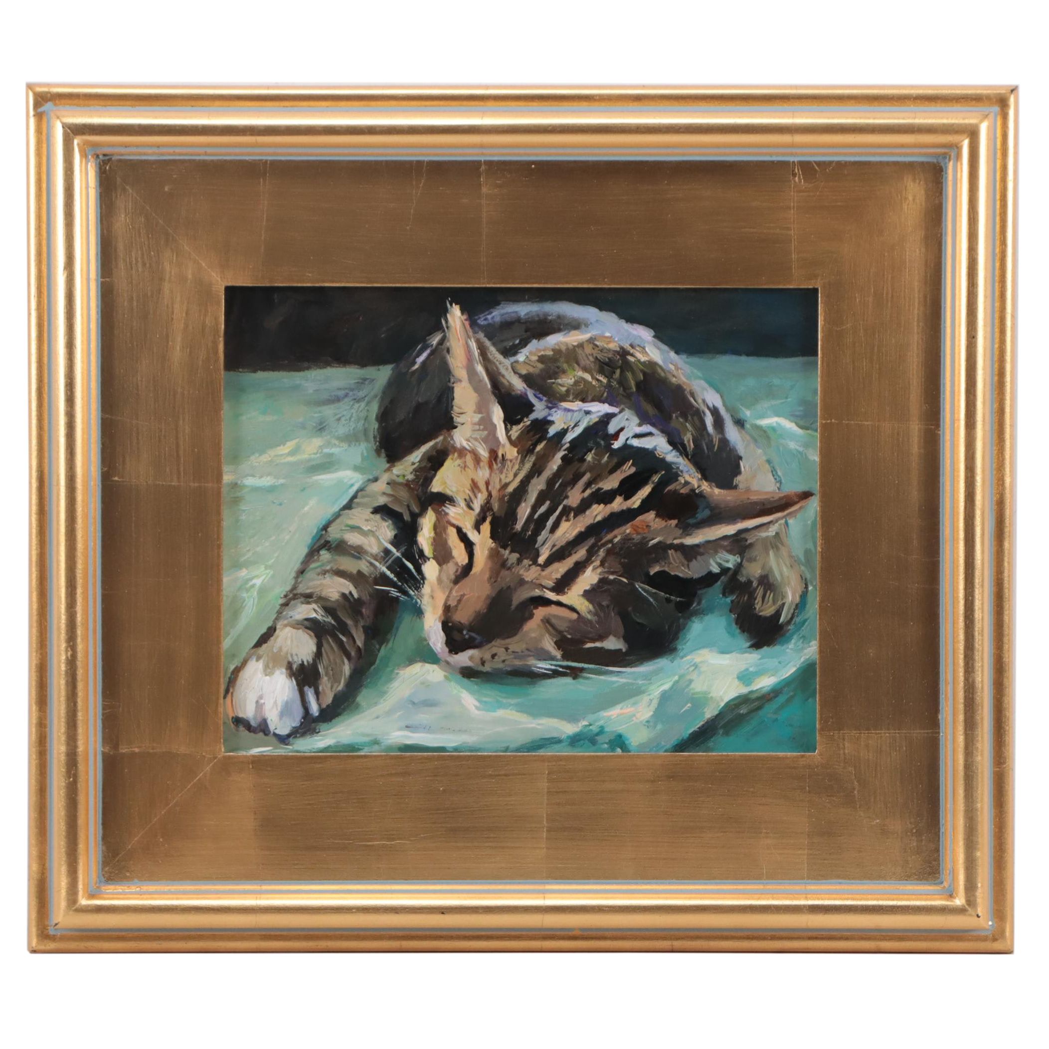 Adam Deda Oil Painting of Cat "Relax," 2023