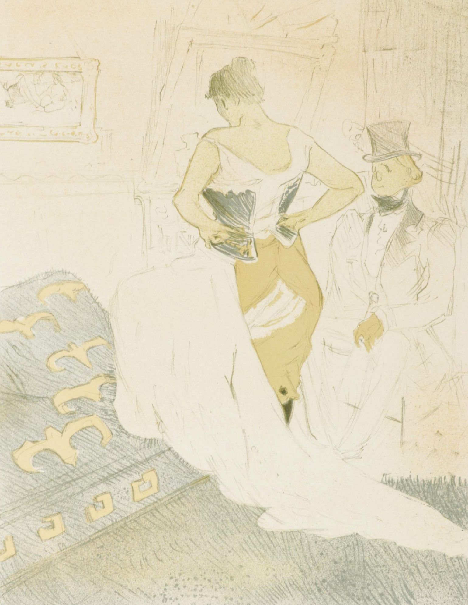 Color Lithograph After Toulouse-Lautrec "Conquest of Passage" From "Elles," 1952