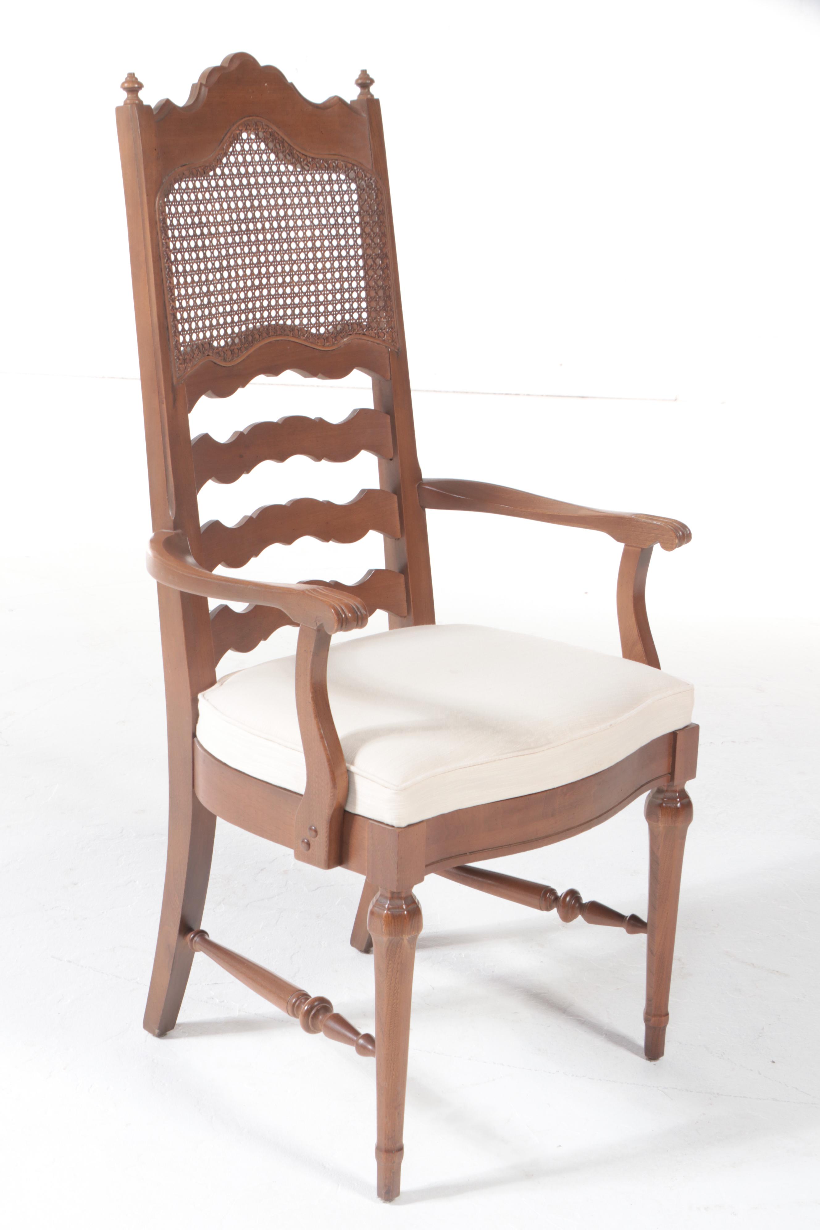 Four-Piece Blowing Rock Chair Co. French Provincial Style Pecan Dining Chairs