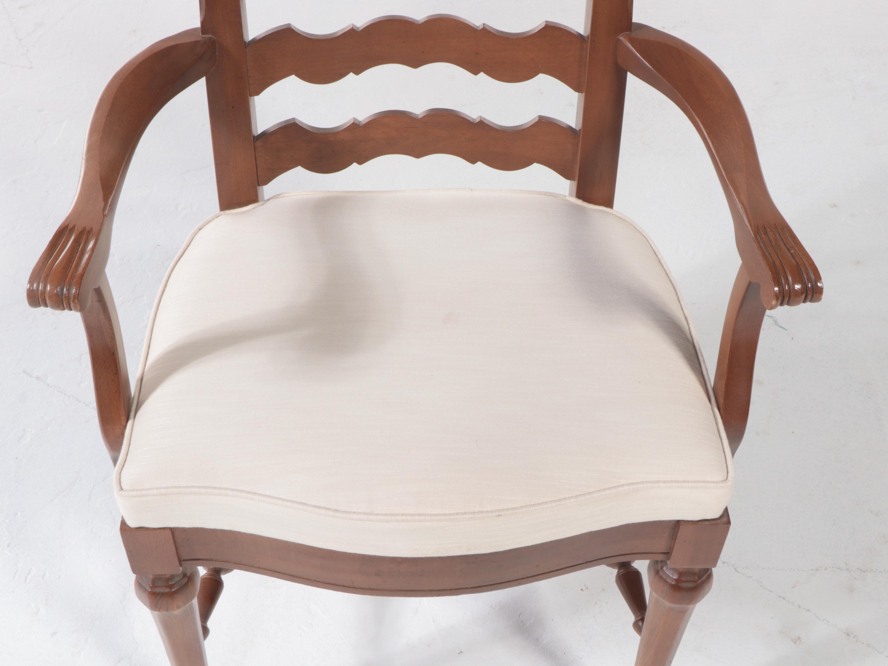 Four-Piece Blowing Rock Chair Co. French Provincial Style Pecan Dining Chairs