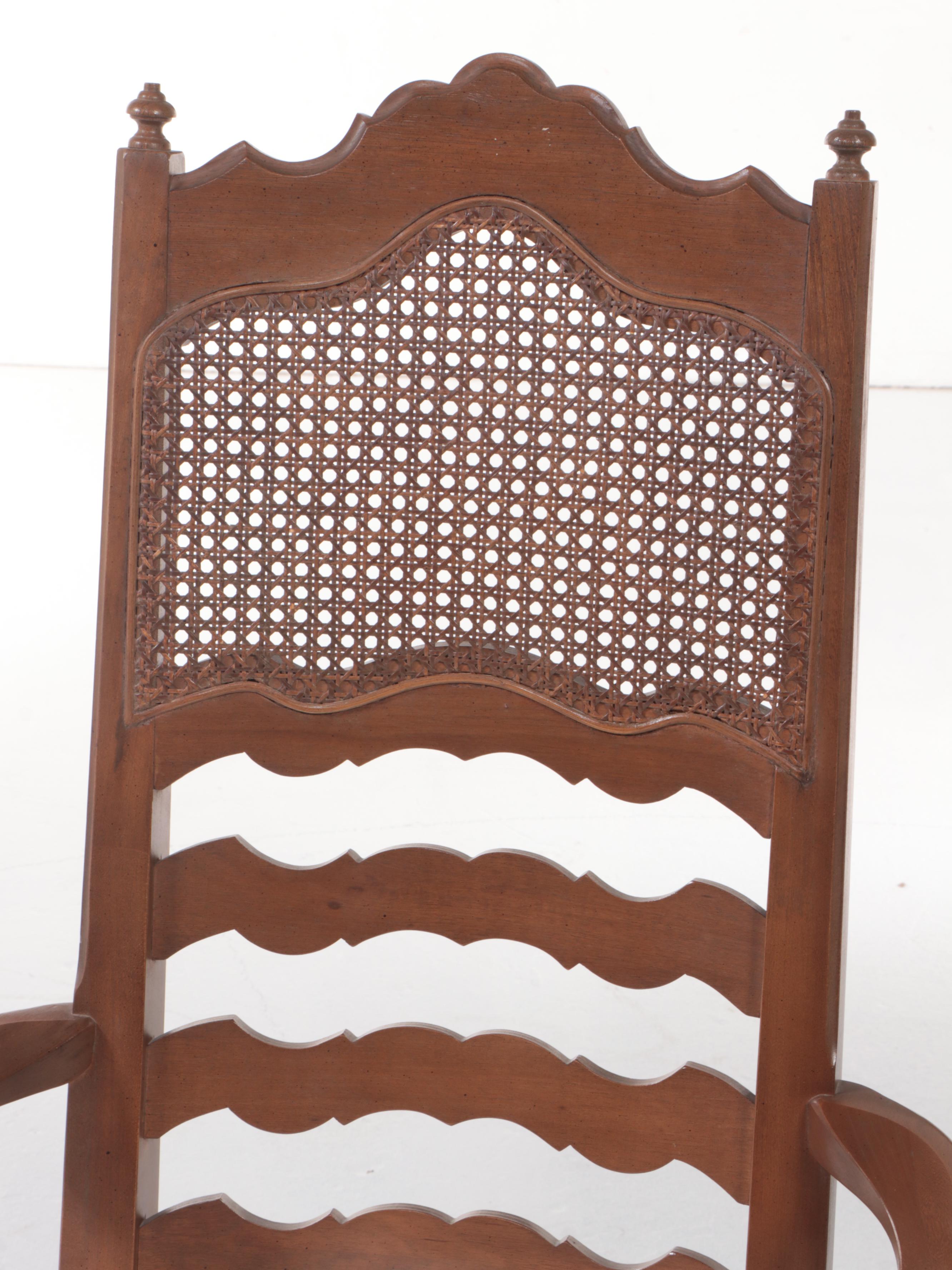 Four-Piece Blowing Rock Chair Co. French Provincial Style Pecan Dining Chairs