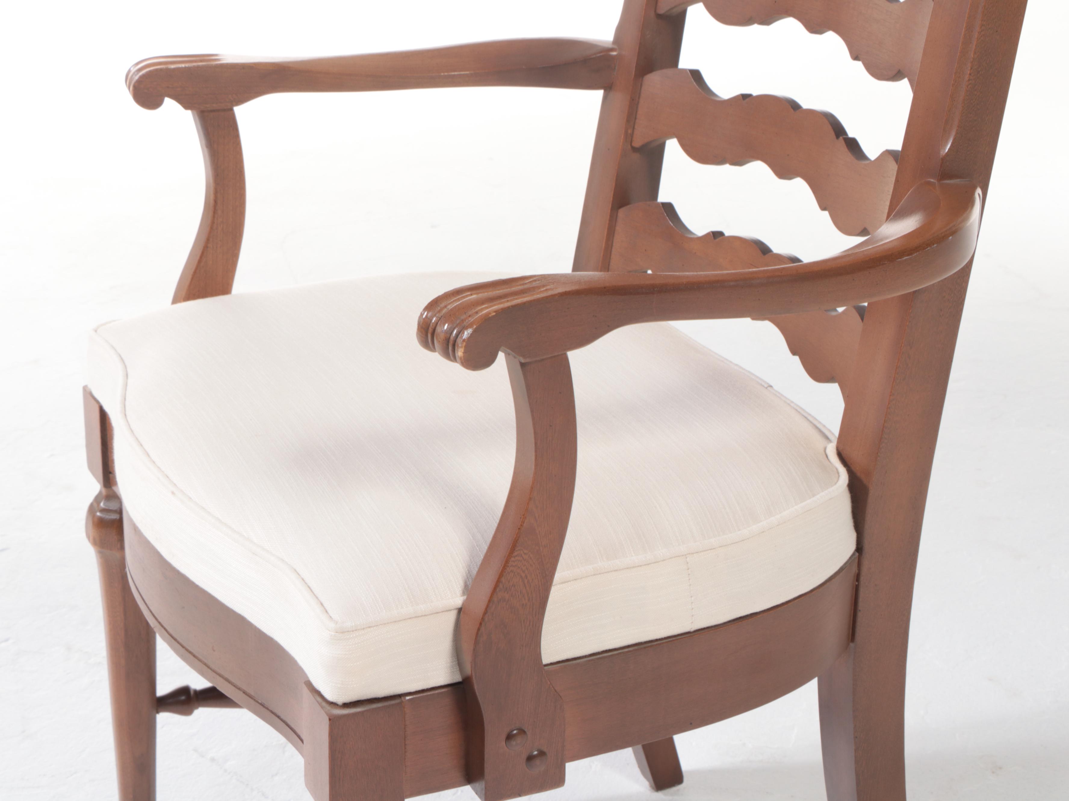 Four-Piece Blowing Rock Chair Co. French Provincial Style Pecan Dining Chairs