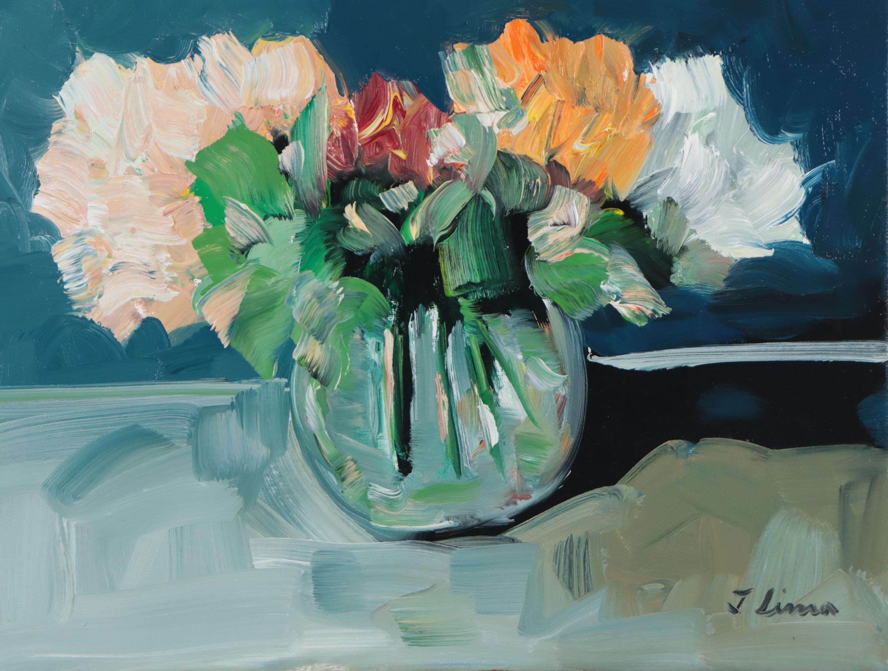 José Lima Floral Still Life Oil Painting, 2023