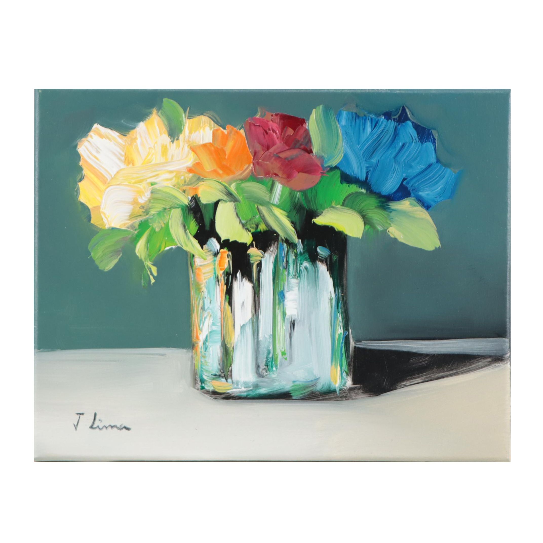 José Lima Floral Still Life Oil Painting, 2023