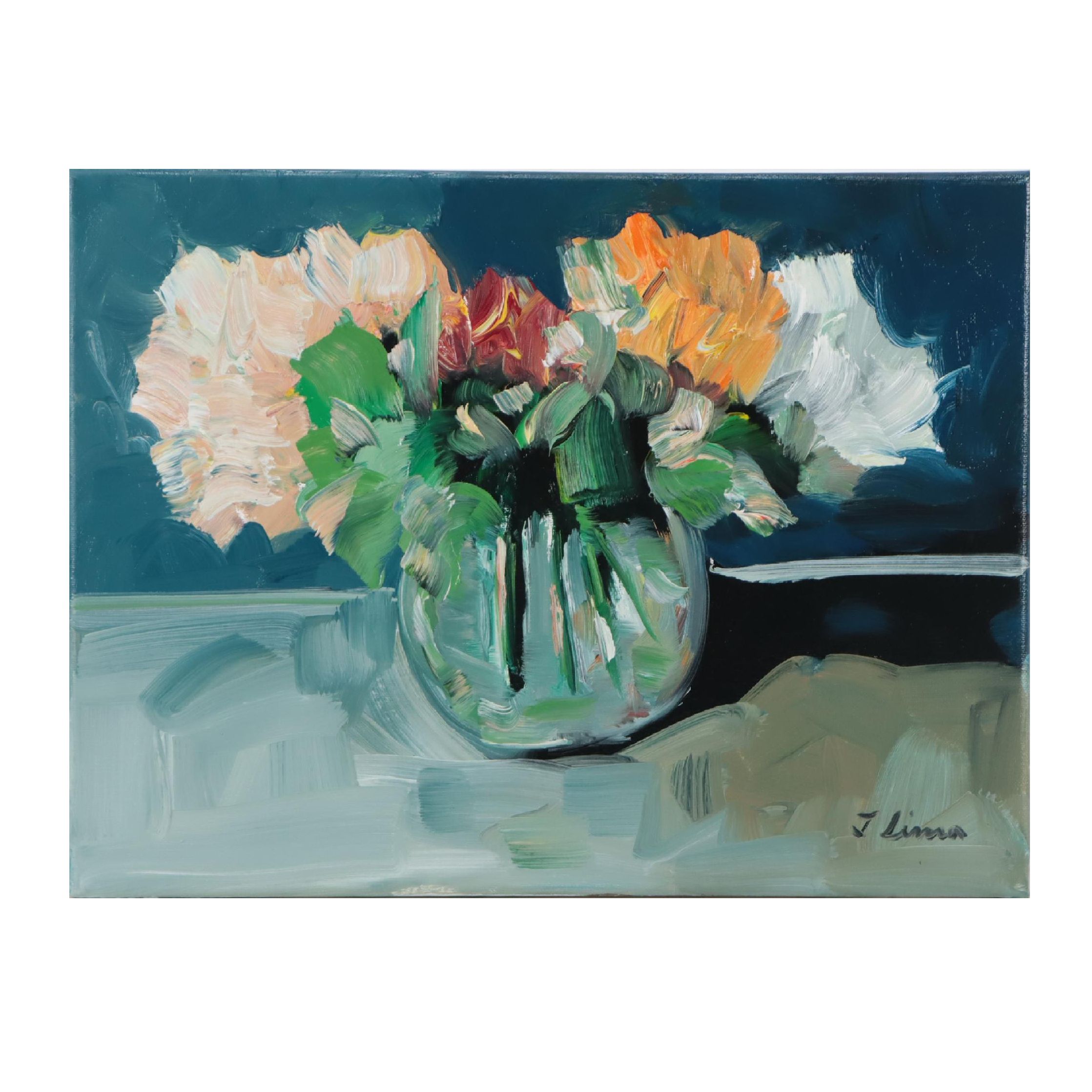 José Lima Floral Still Life Oil Painting, 2023