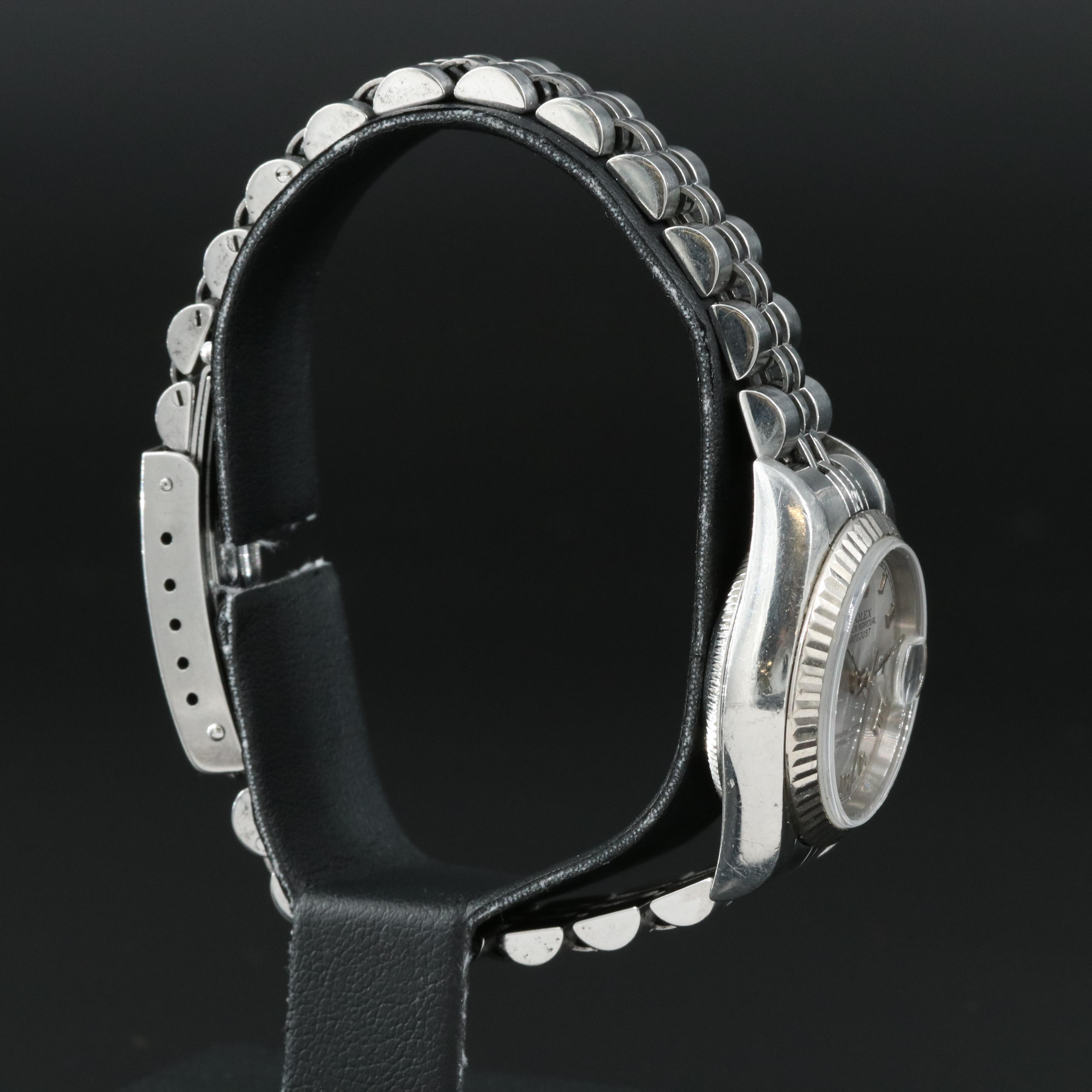 2001 Rolex Rhodium Roman Dial Datejust Watch