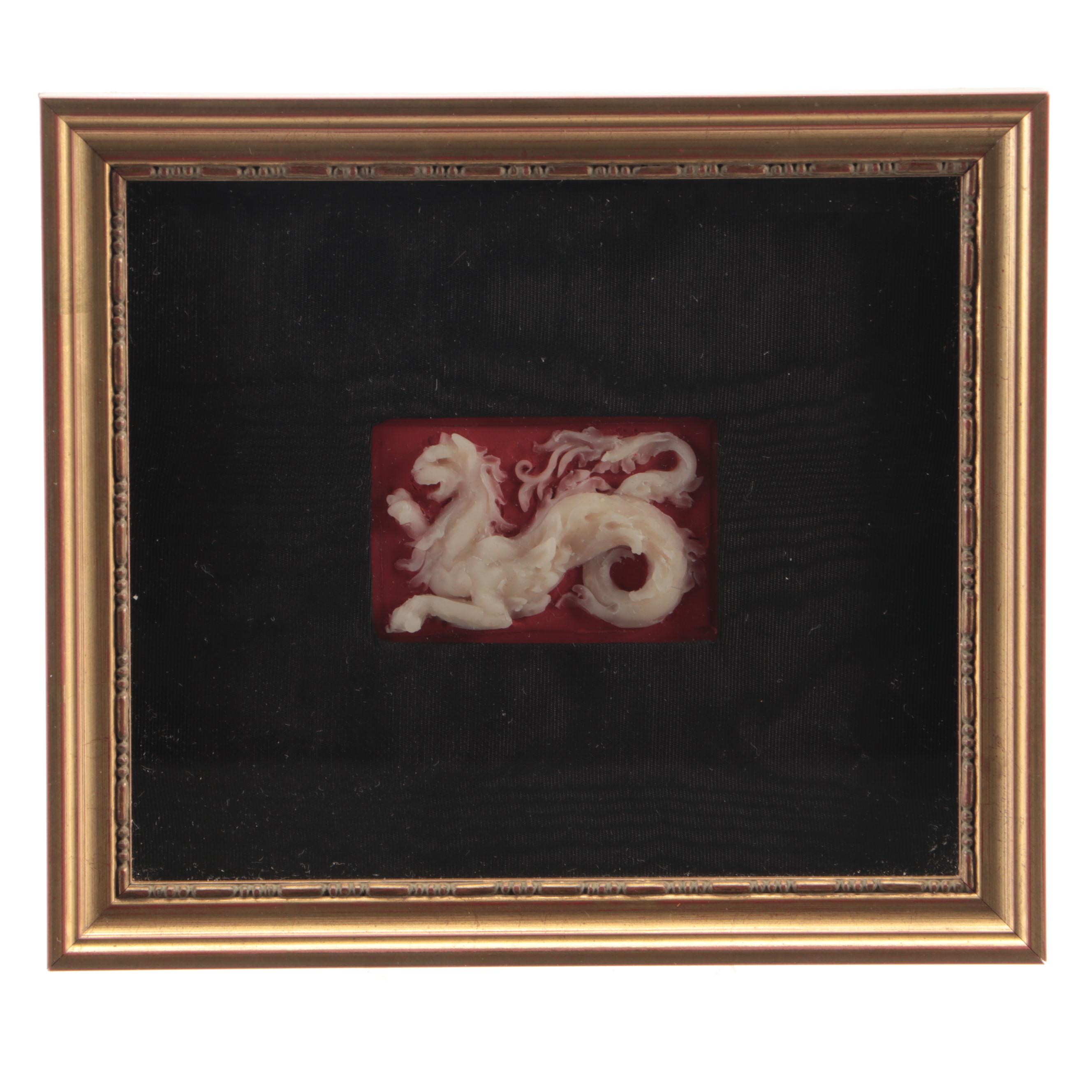 Campbell Paxton for Miller Gallery Framed Wax Mythical Dragon Plaque