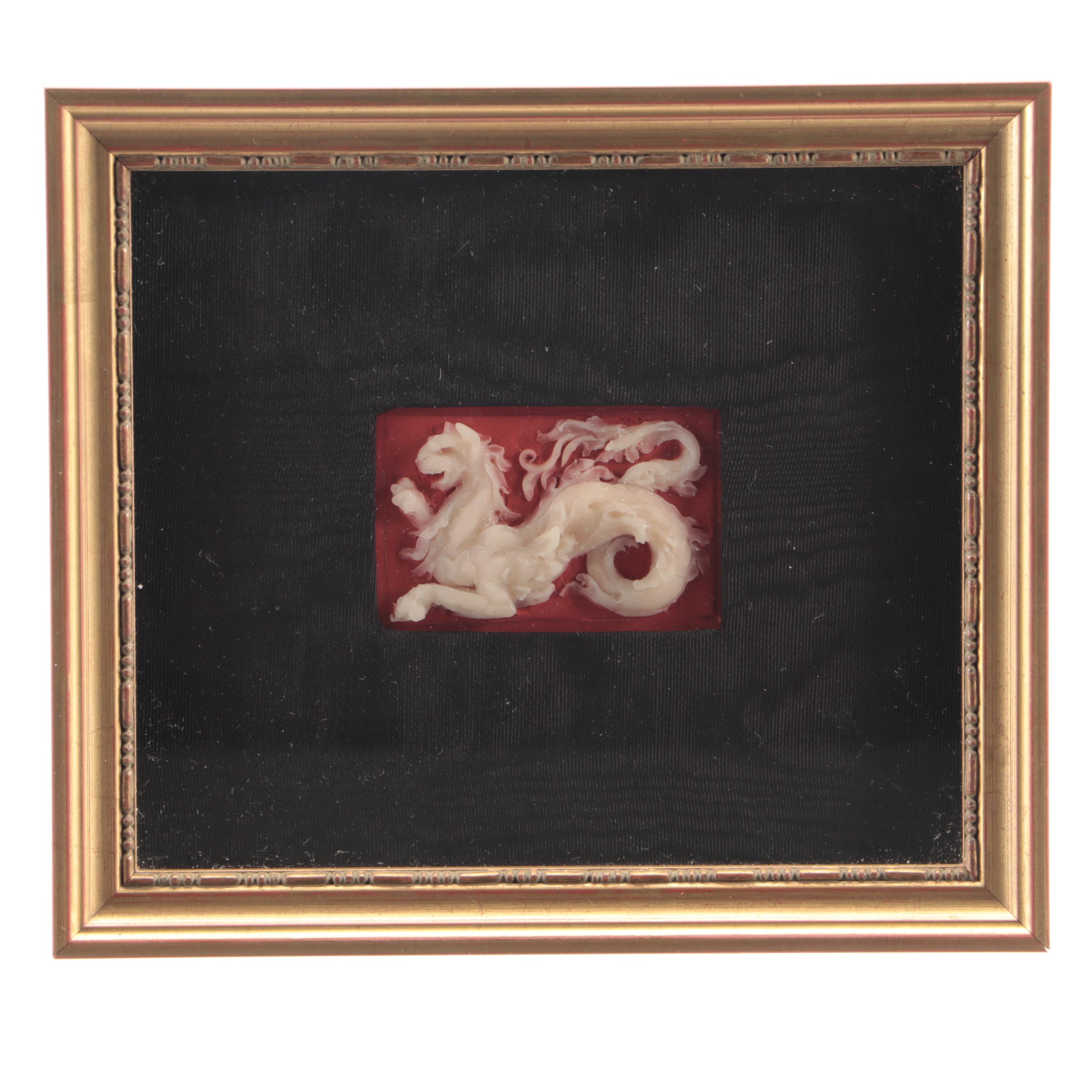 Campbell Paxton for Miller Gallery Framed Wax Mythical Dragon Plaque