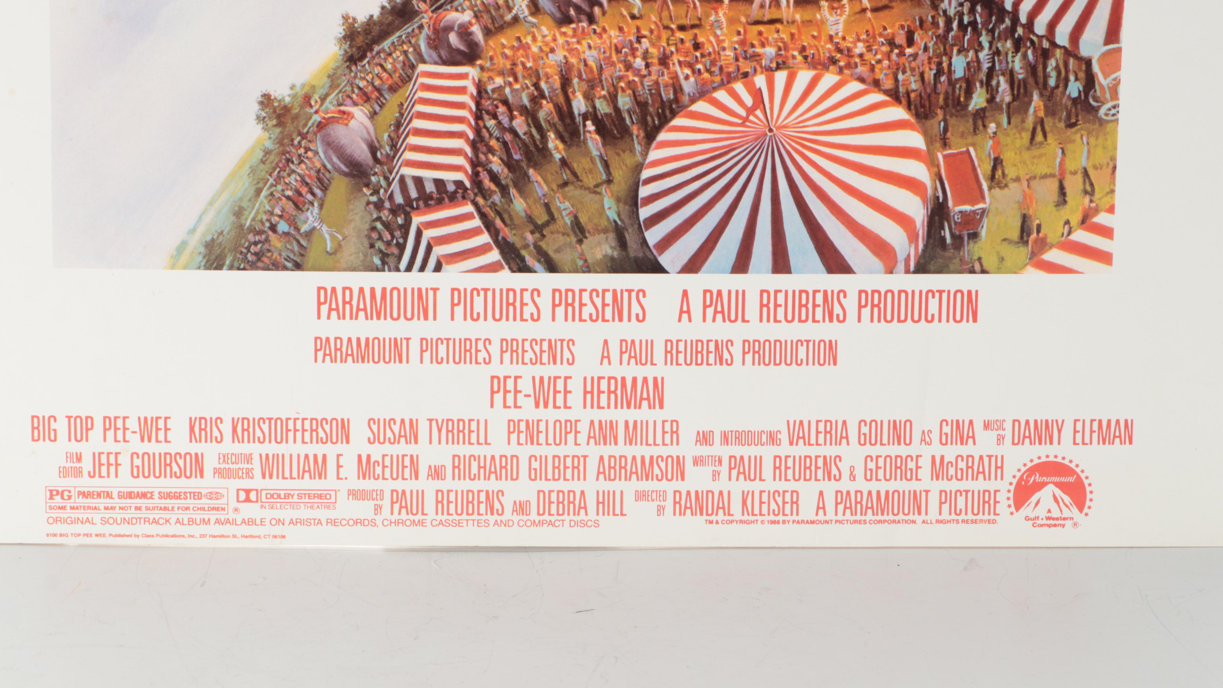 "Big Top Pee-Wee" Movie Poster, 1988