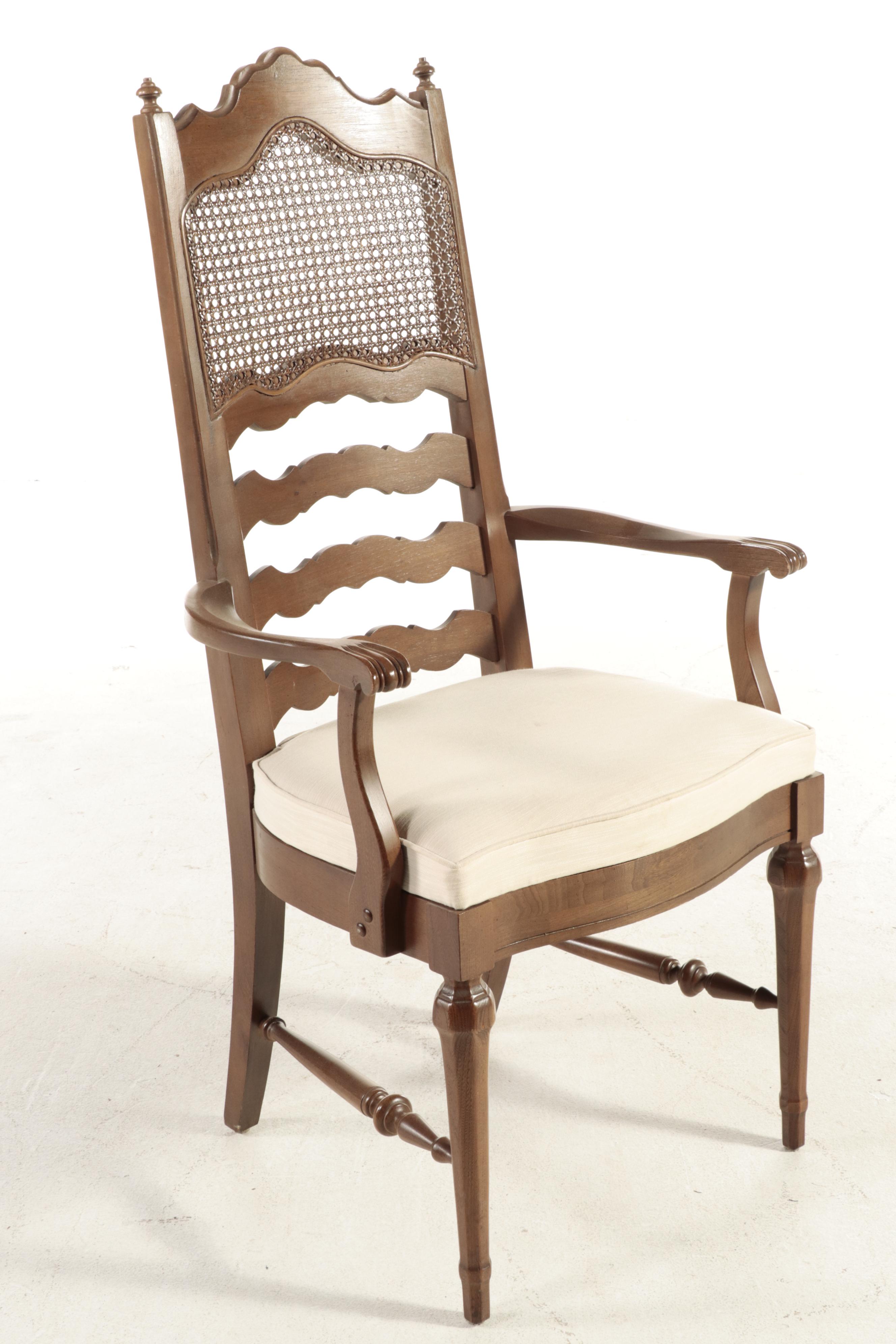 Four-Piece Blowing Rock Chair Co. French Provincial Style Pecan Dining Chairs